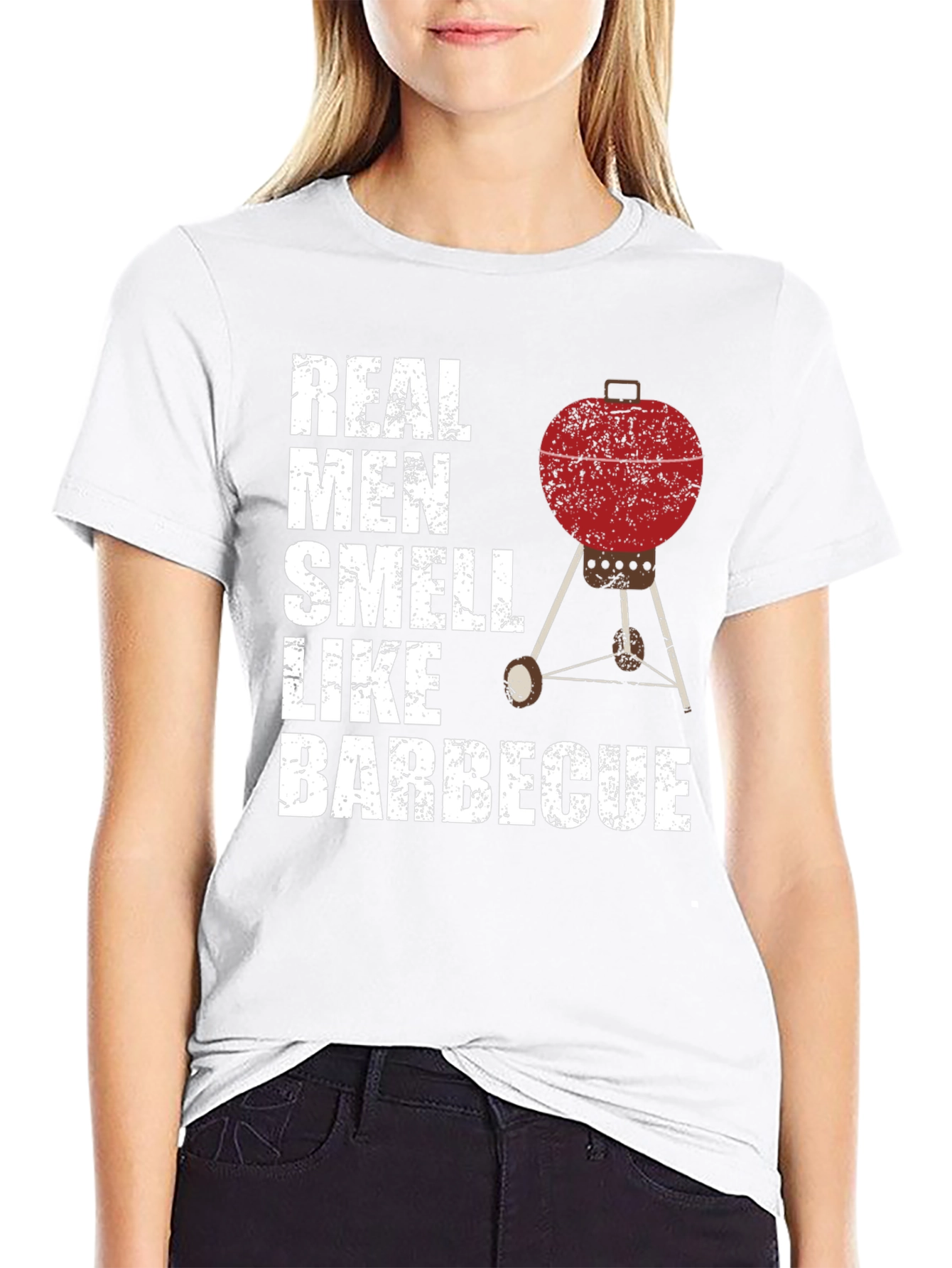 Camiseta Hombre Real Men Smell Like Barbecue