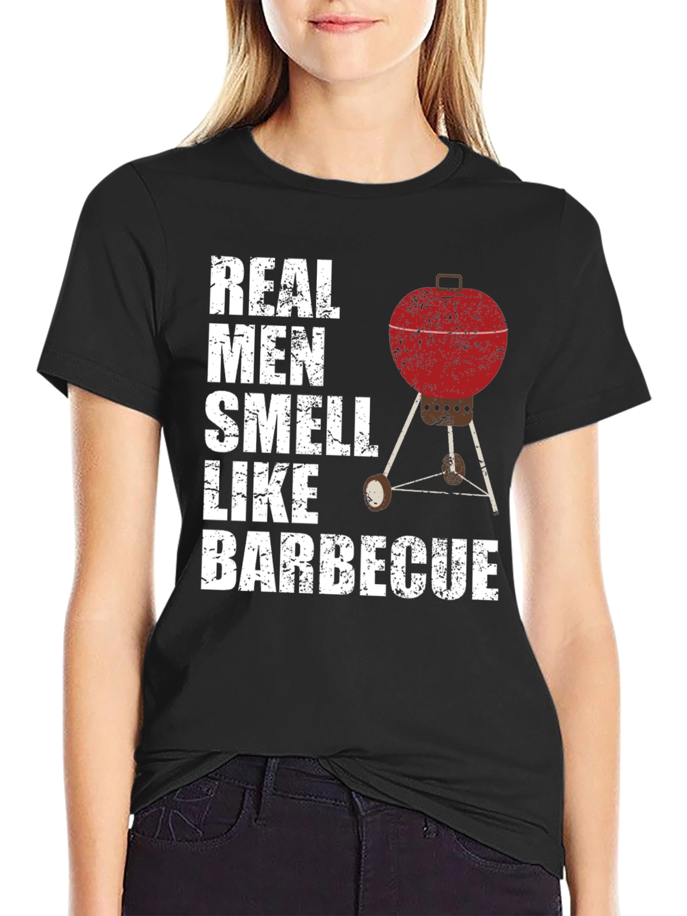 Camiseta Hombre Real Men Smell Like Barbecue