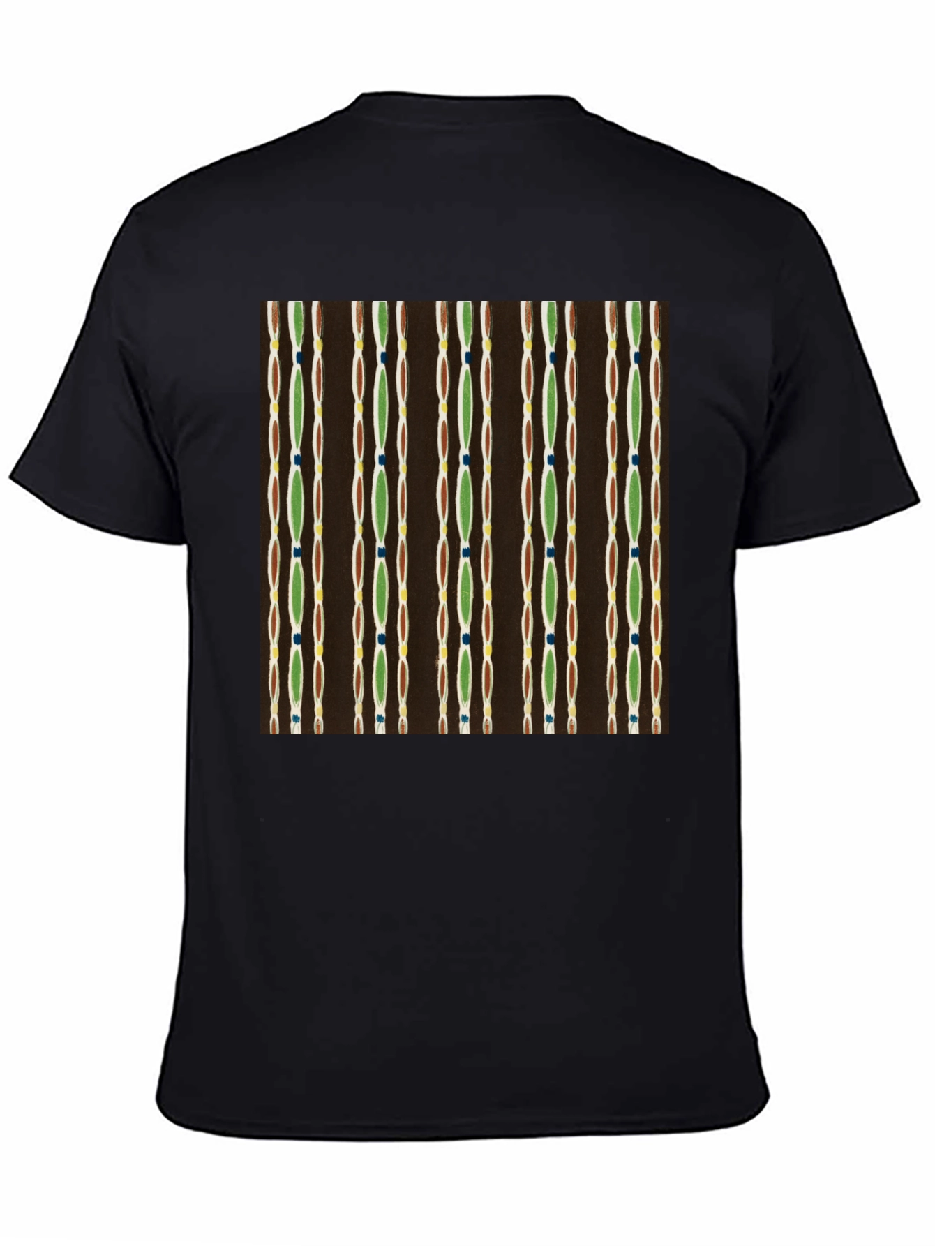 Camiseta Negra con Diseño Abstracto de Líneas Verticales