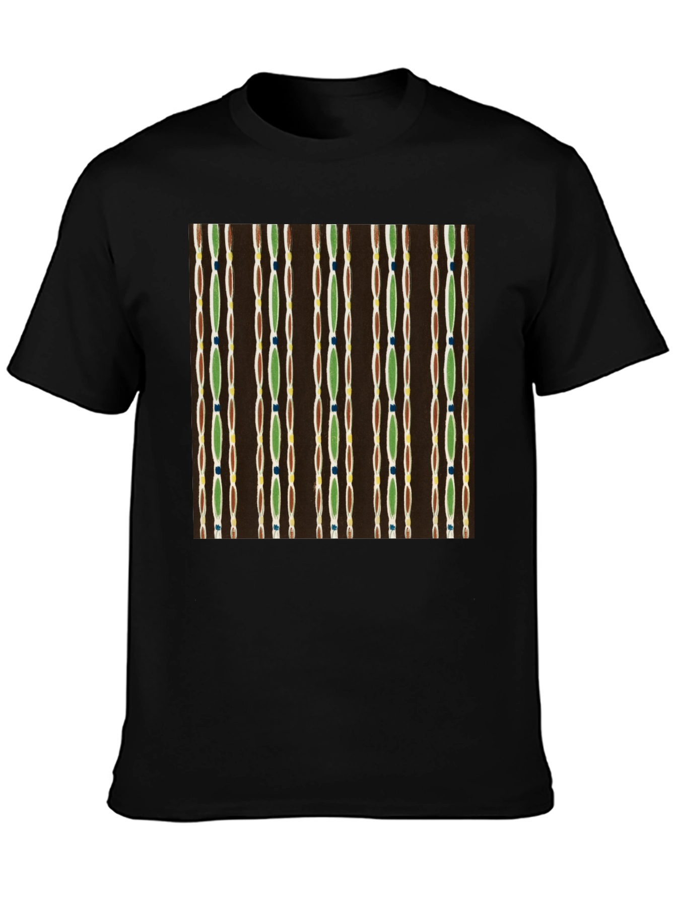 Camiseta Negra con Diseño Abstracto de Líneas Verticales