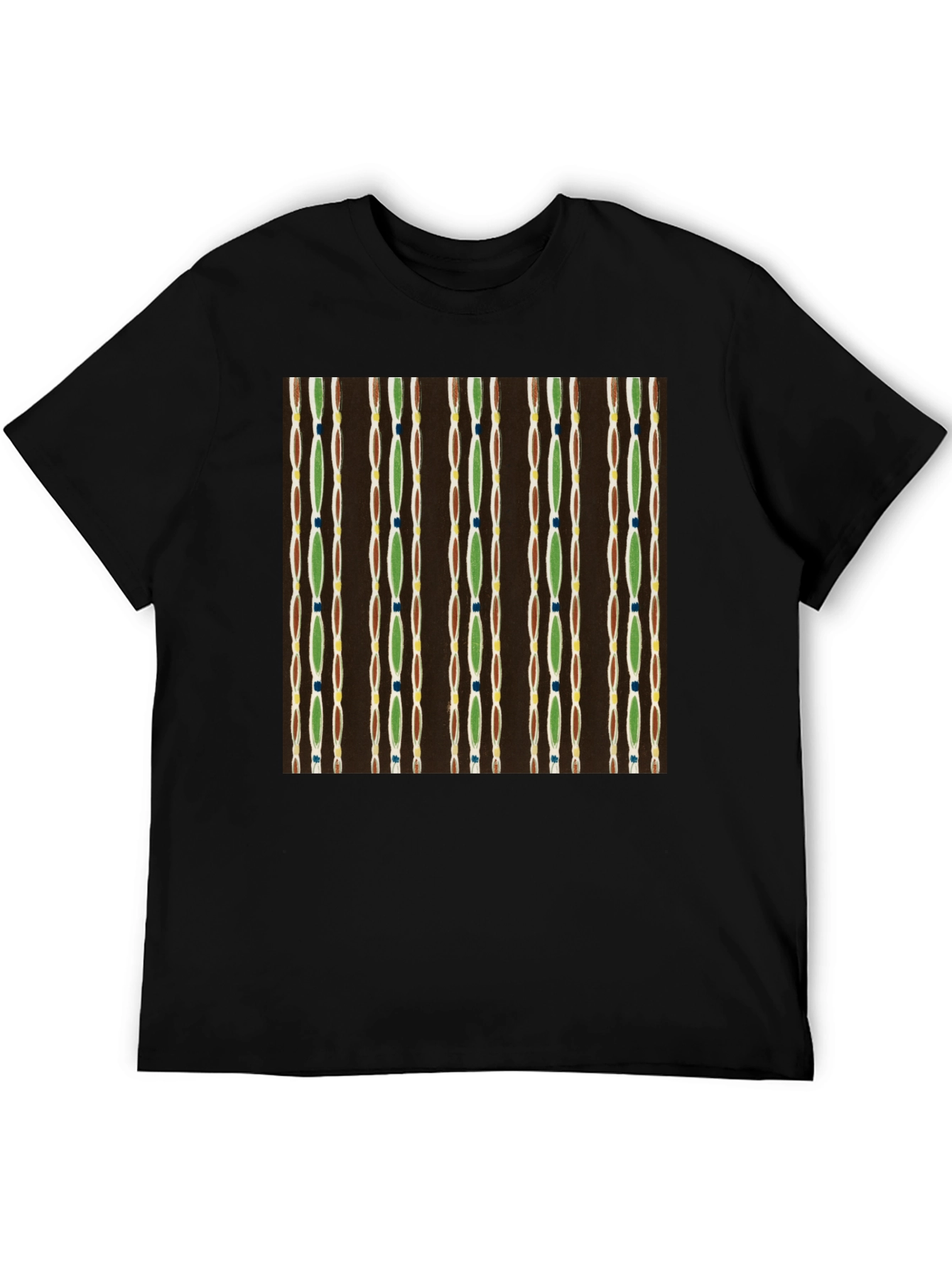 Camiseta Negra con Diseño Abstracto de Líneas Verticales