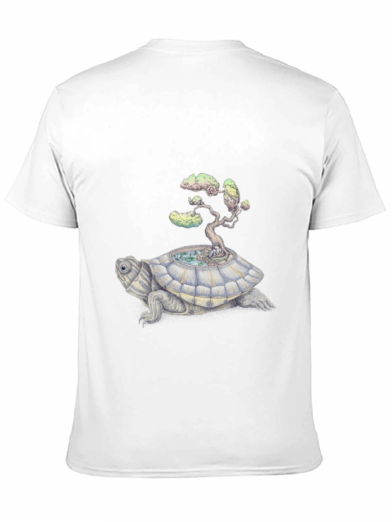 Camiseta Negra: Tortuga con Árbol Bonsái