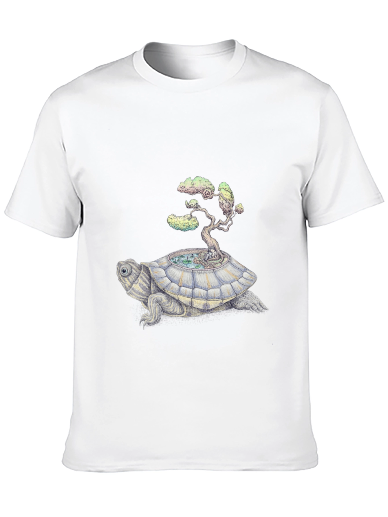 Camiseta Negra: Tortuga con Árbol Bonsái