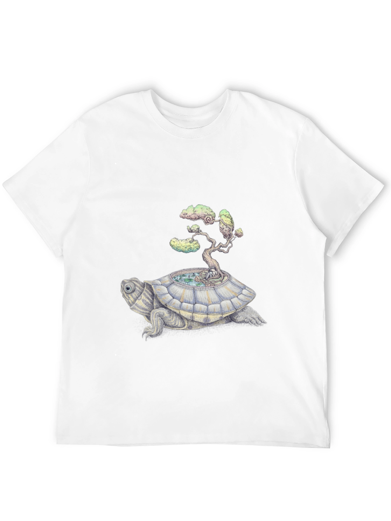 Camiseta Negra: Tortuga con Árbol Bonsái