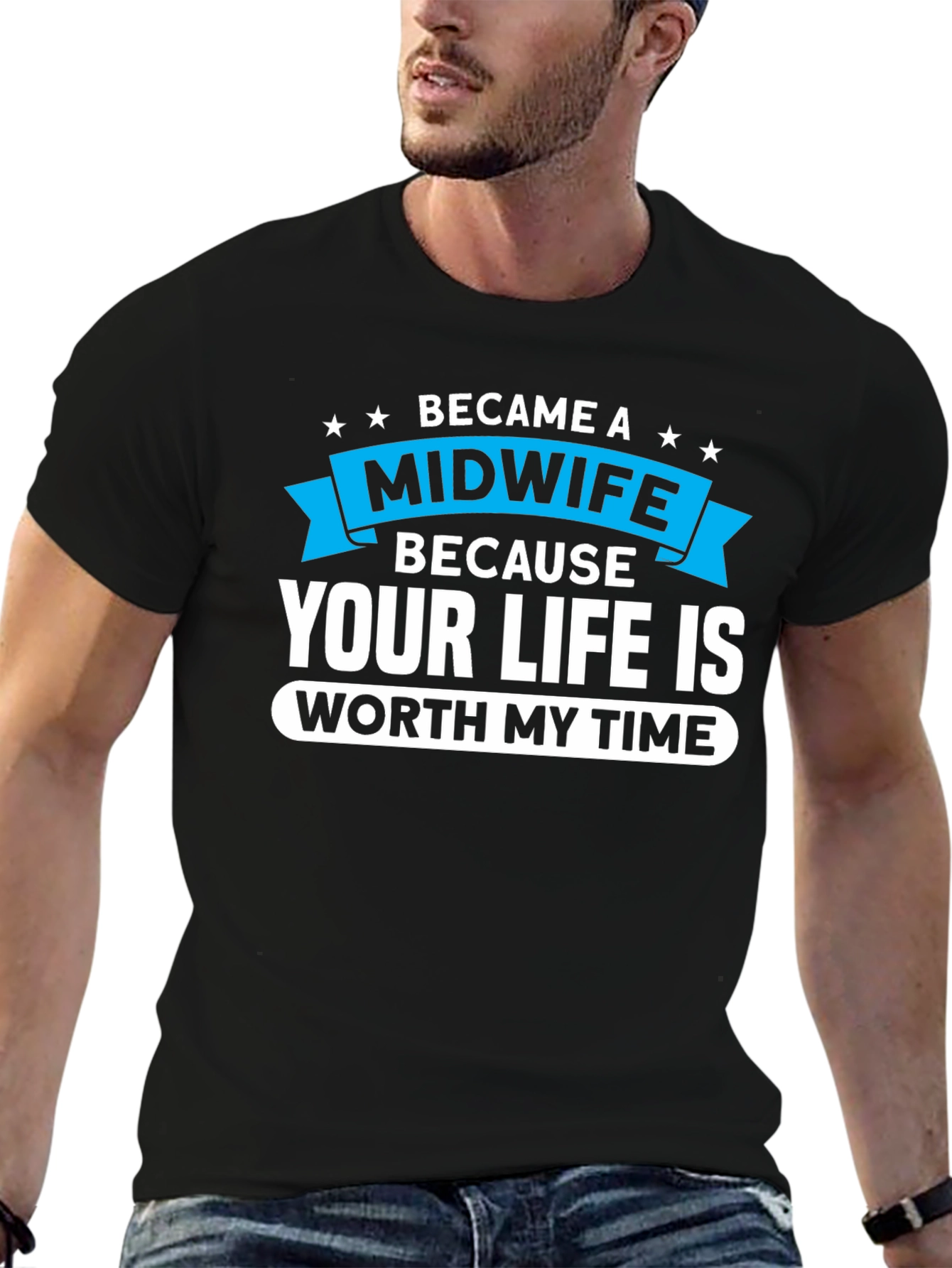 Camiseta Negra: Midwife - Tu Vida Vale Mi Tiempo