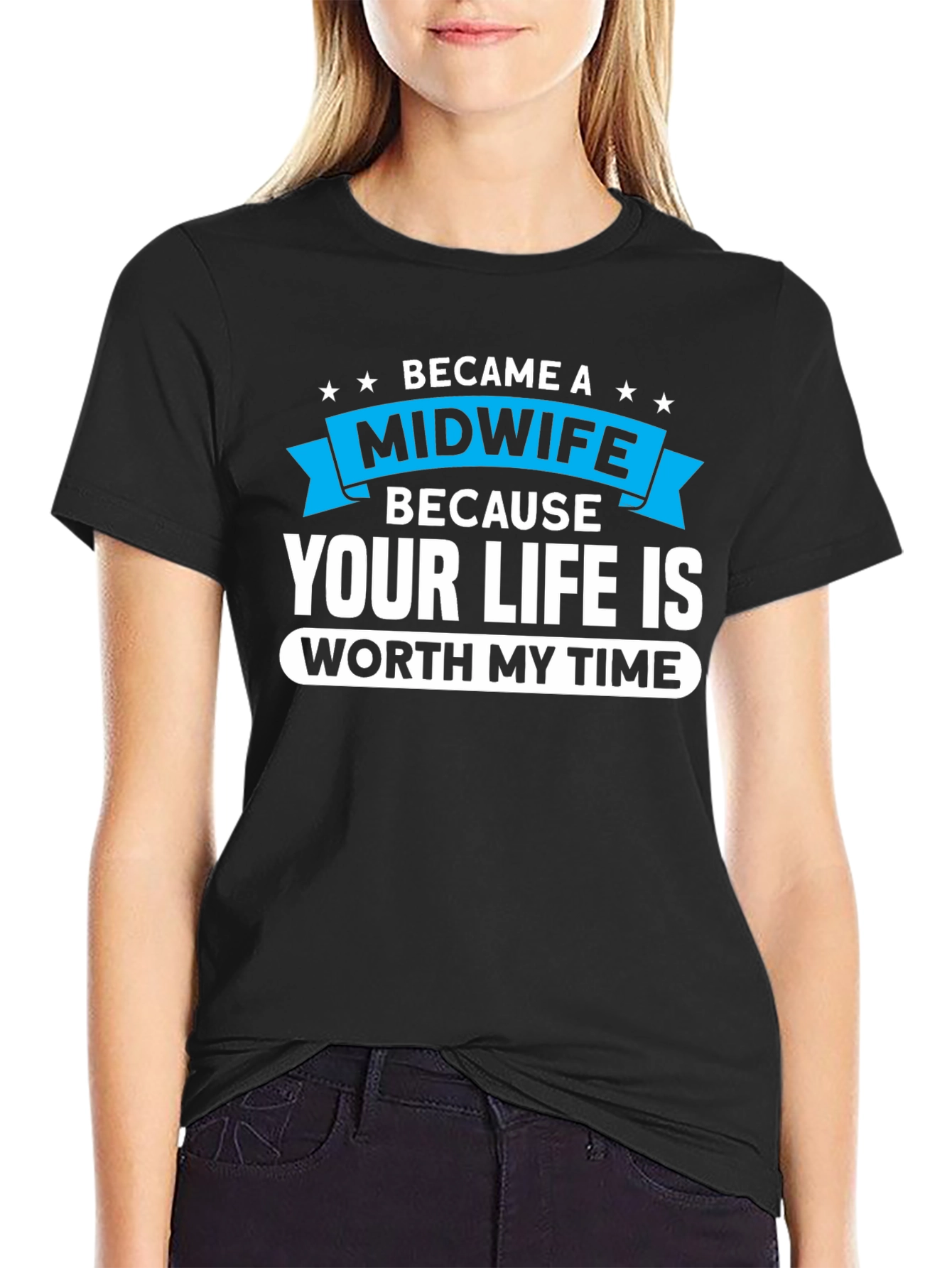 Camiseta Negra: Midwife - Tu Vida Vale Mi Tiempo