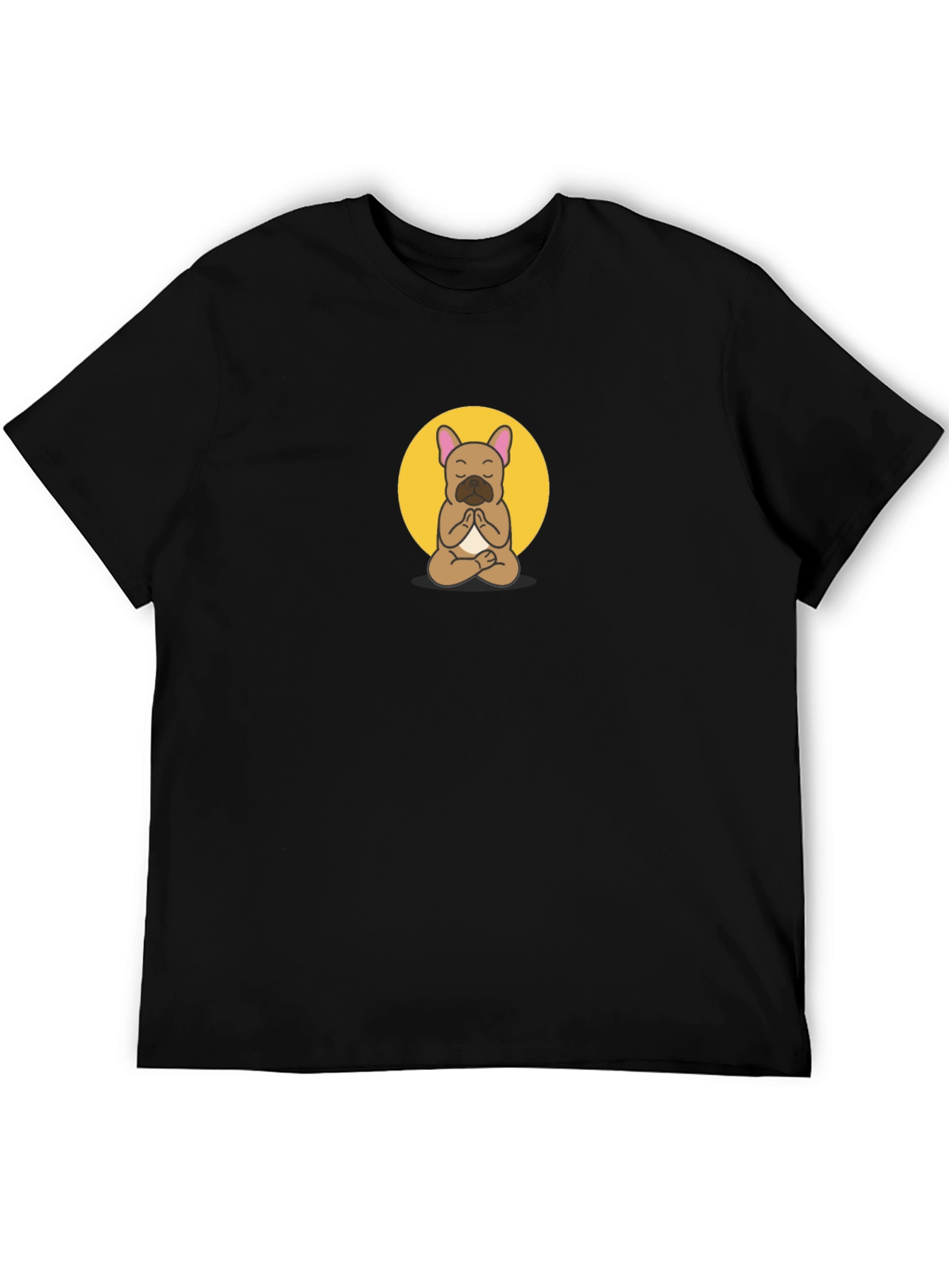 Camiseta Negra con Bulldog Francés Meditando