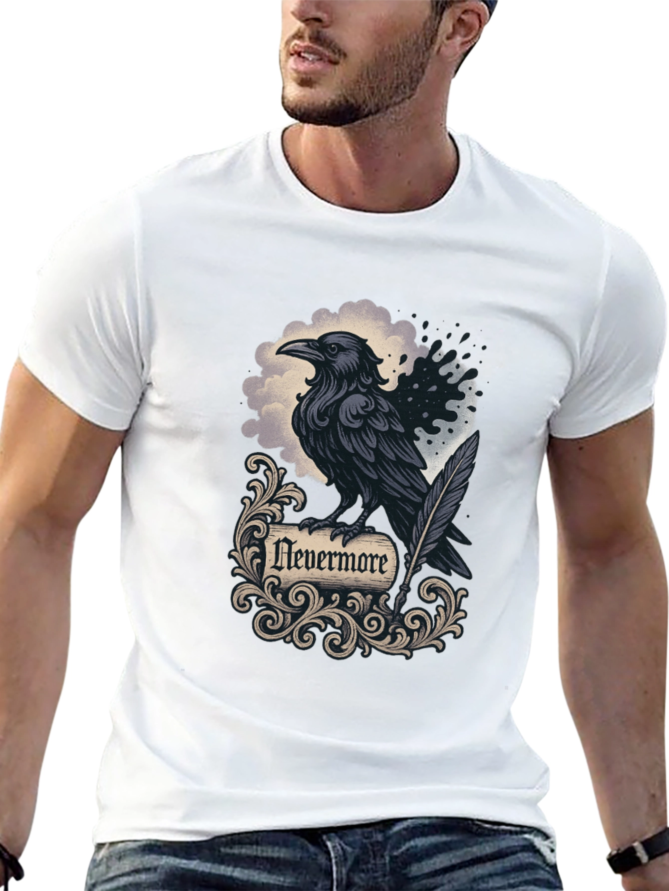 Camiseta Negra Cuervo Nevermore Gótica
