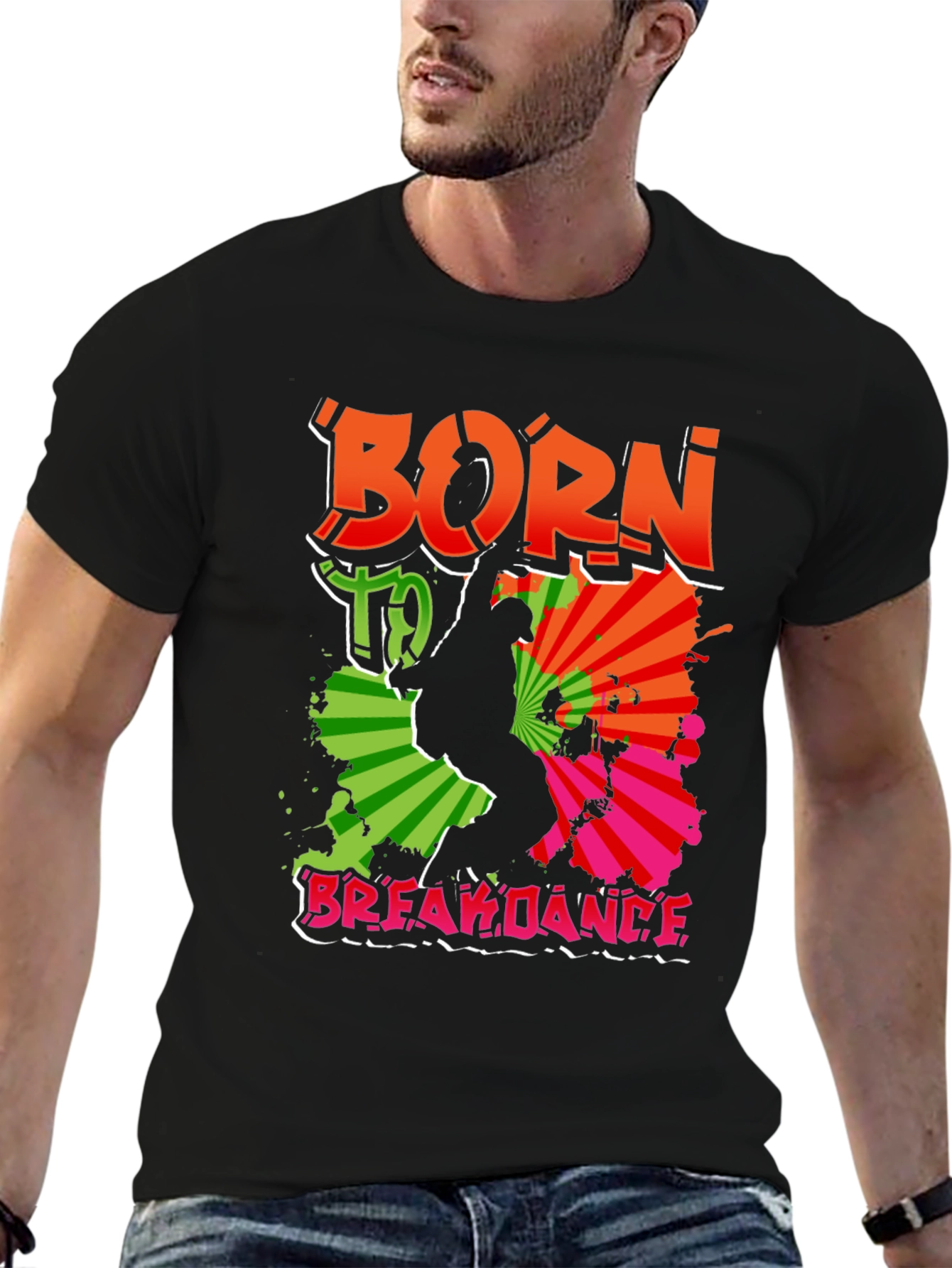 Camiseta Negra Born To Breakdance Urbana Hombre