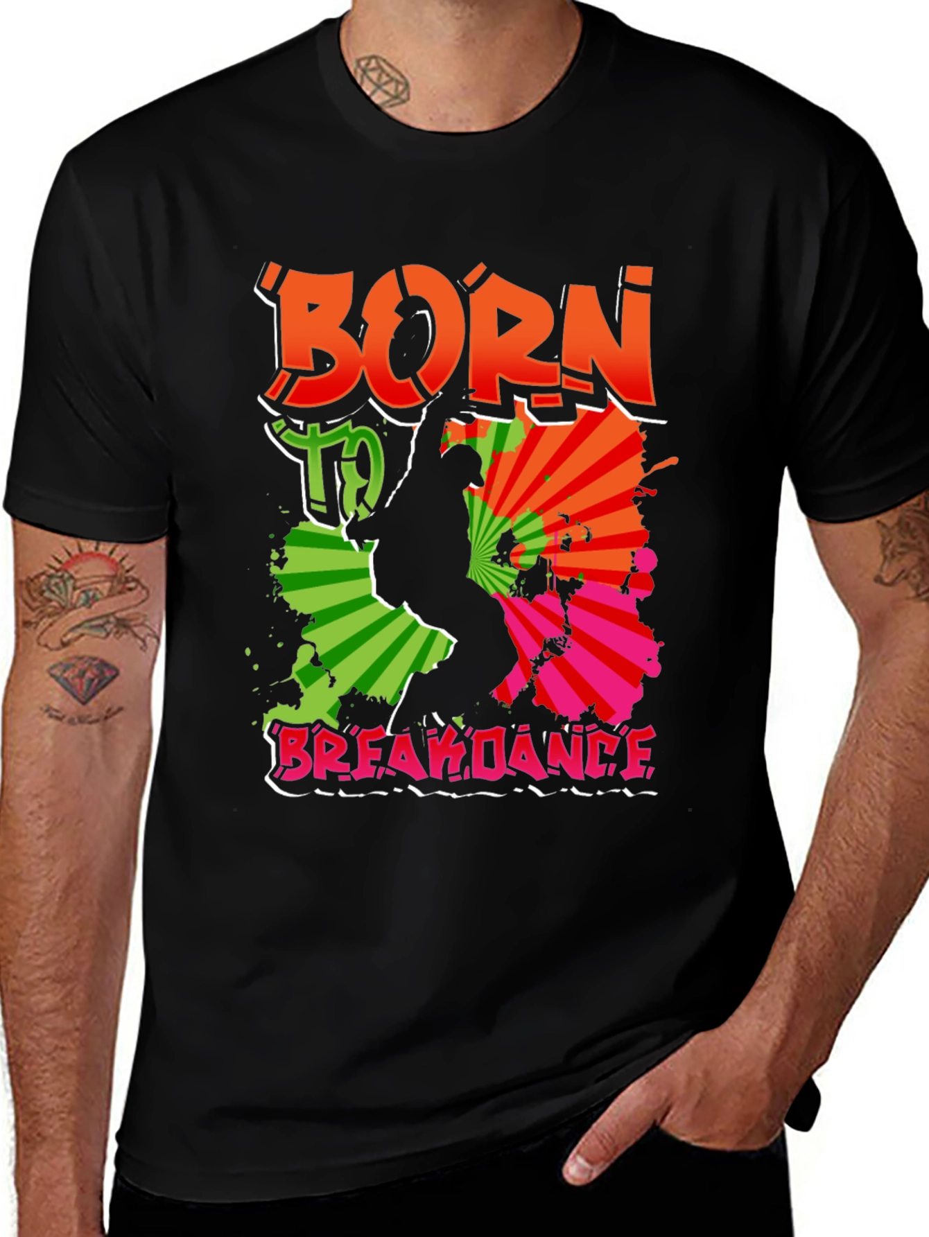 Camiseta Negra Born To Breakdance Urbana Hombre