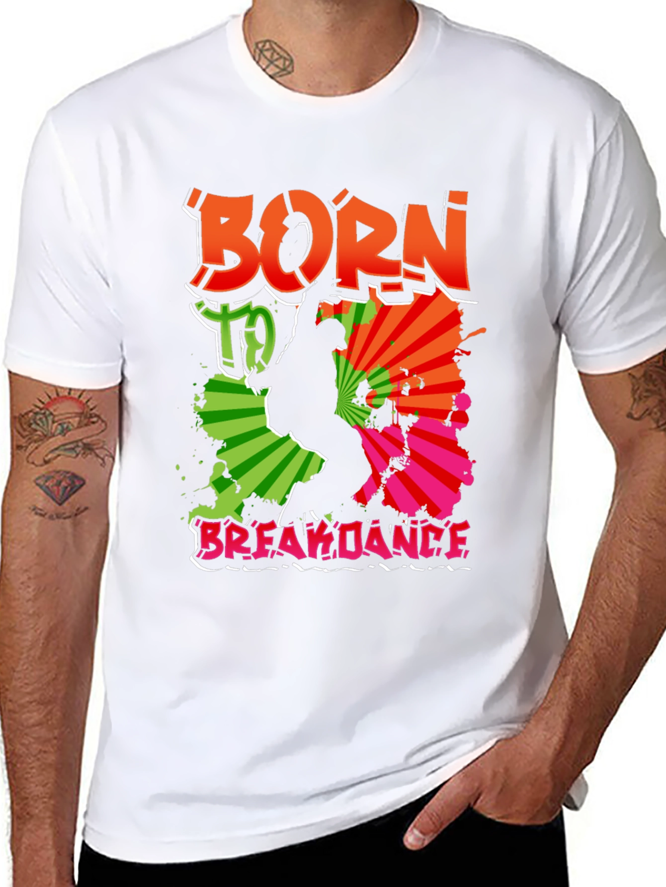 Camiseta Negra Born To Breakdance Urbana Hombre
