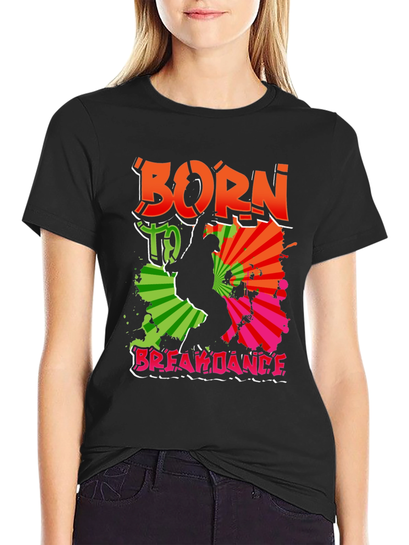 Camiseta Negra Born To Breakdance Urbana Hombre