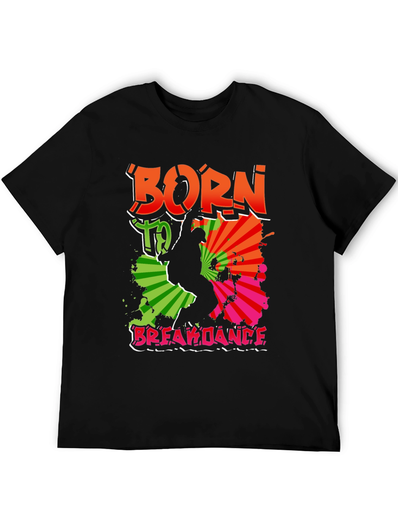 Camiseta Negra Born To Breakdance Urbana Hombre