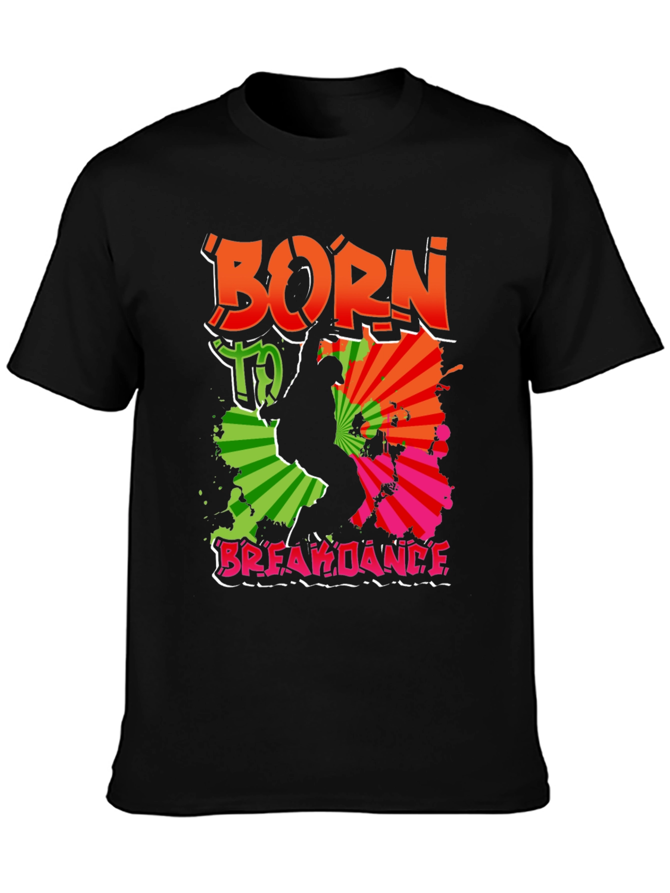 Camiseta Negra Born To Breakdance Urbana Hombre