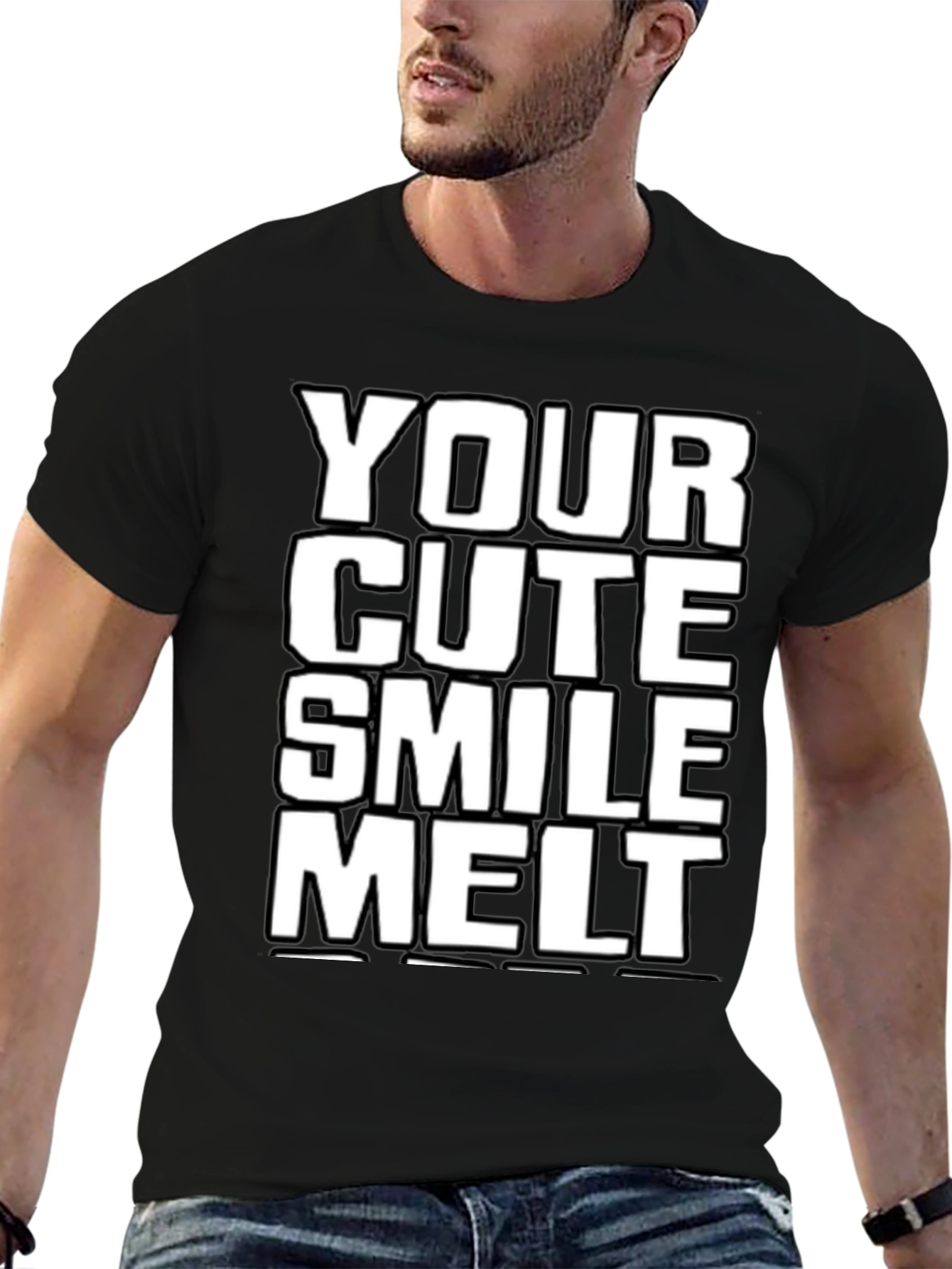 Camiseta Negra: Tu Sonrisa Cute Me Derrite