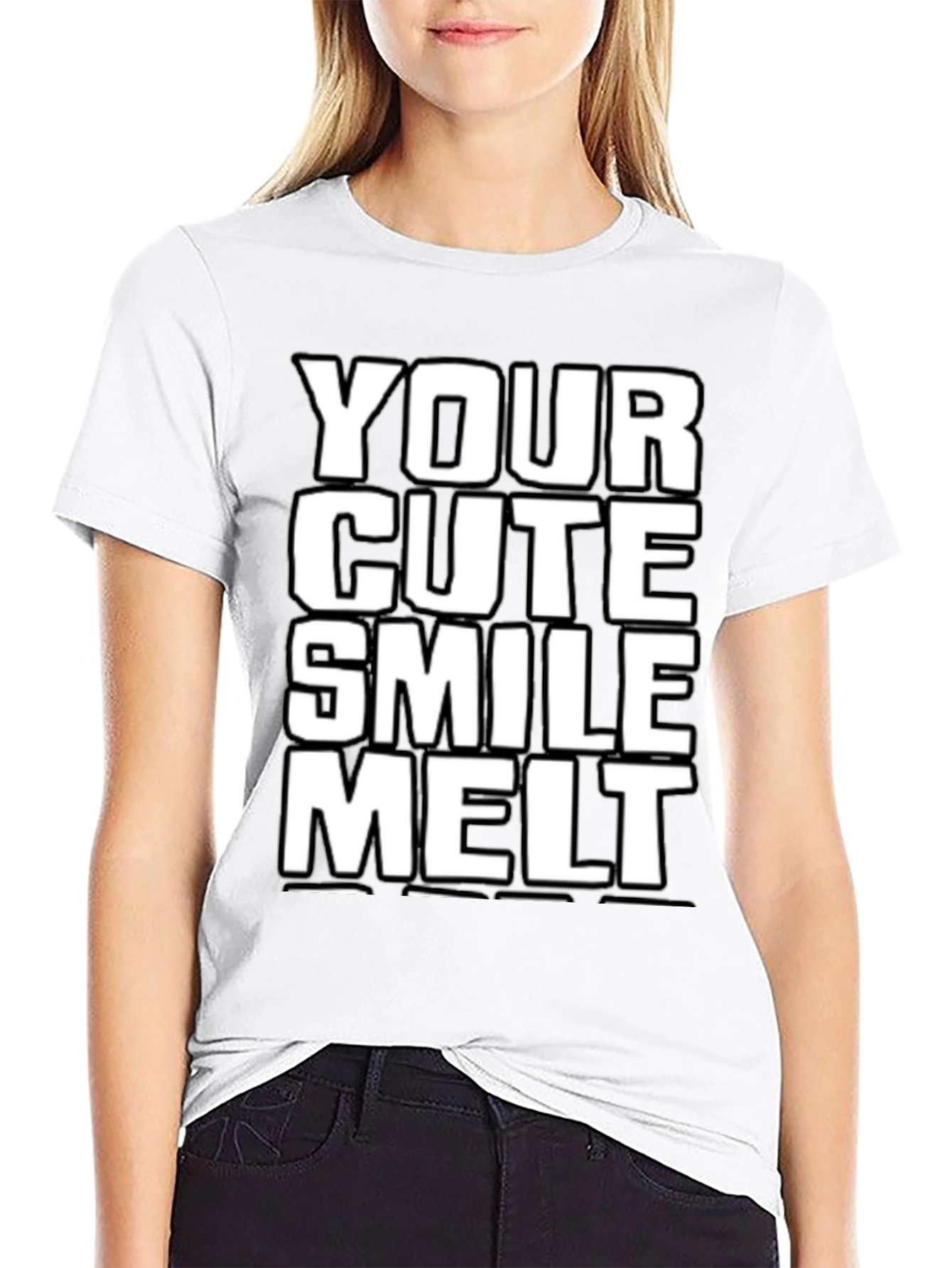 Camiseta Negra: Tu Sonrisa Cute Me Derrite