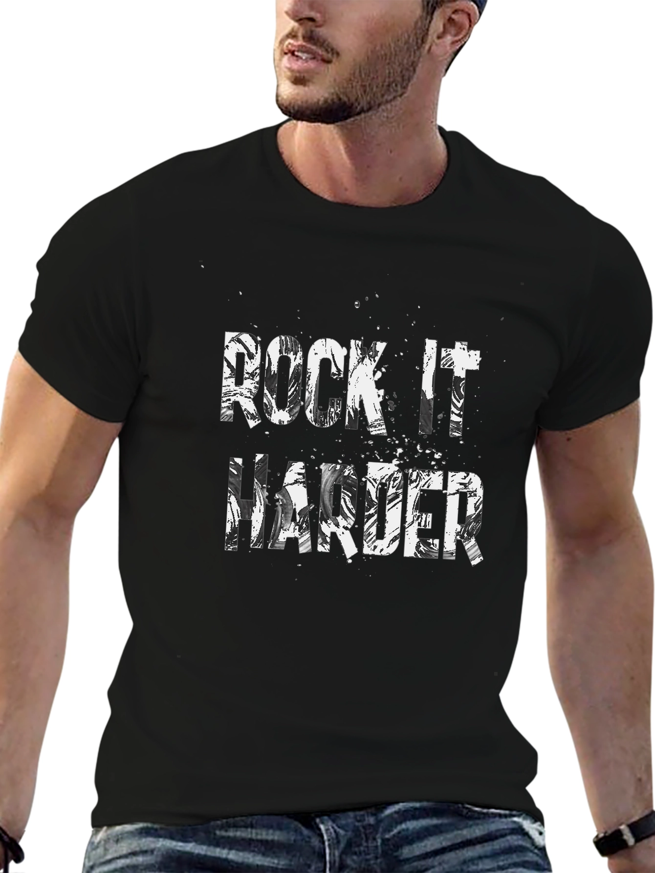 Camiseta Negra Rock It Harder para Hombre