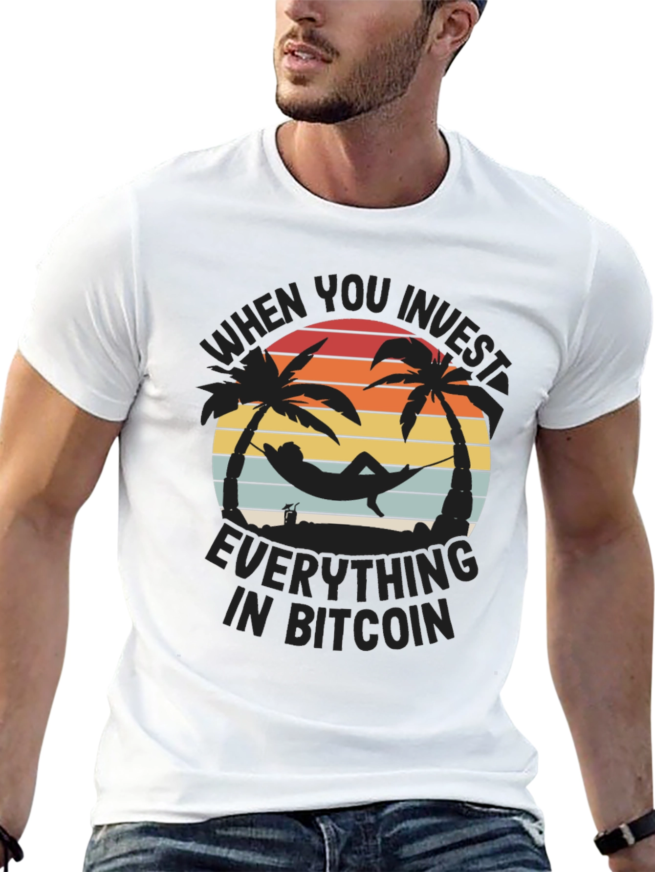 Camiseta Bitcoin: Inversión y Relax en la Playa