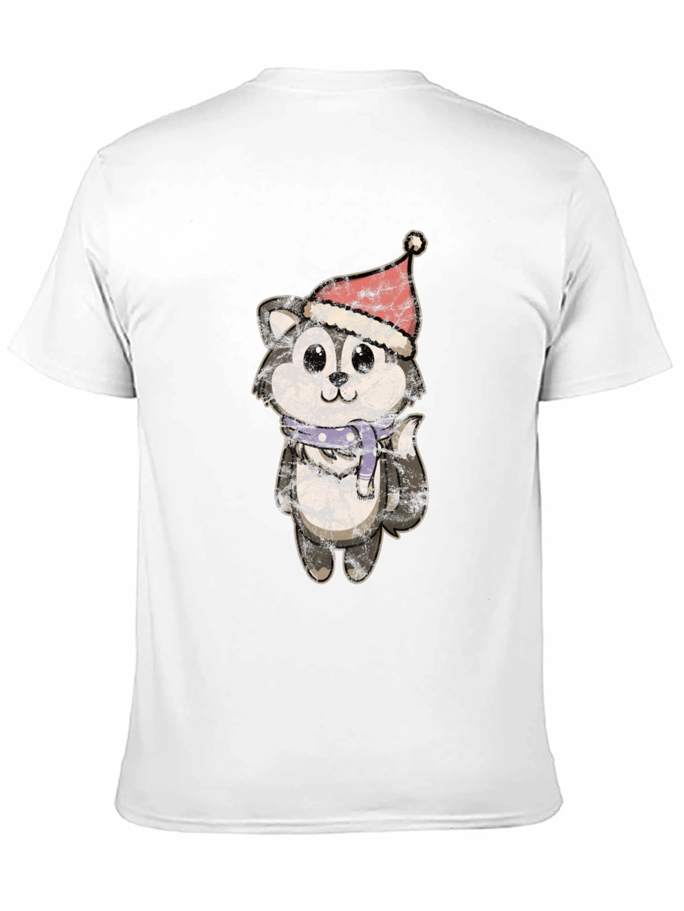 Camiseta Hombre Diseño Husky Navideño