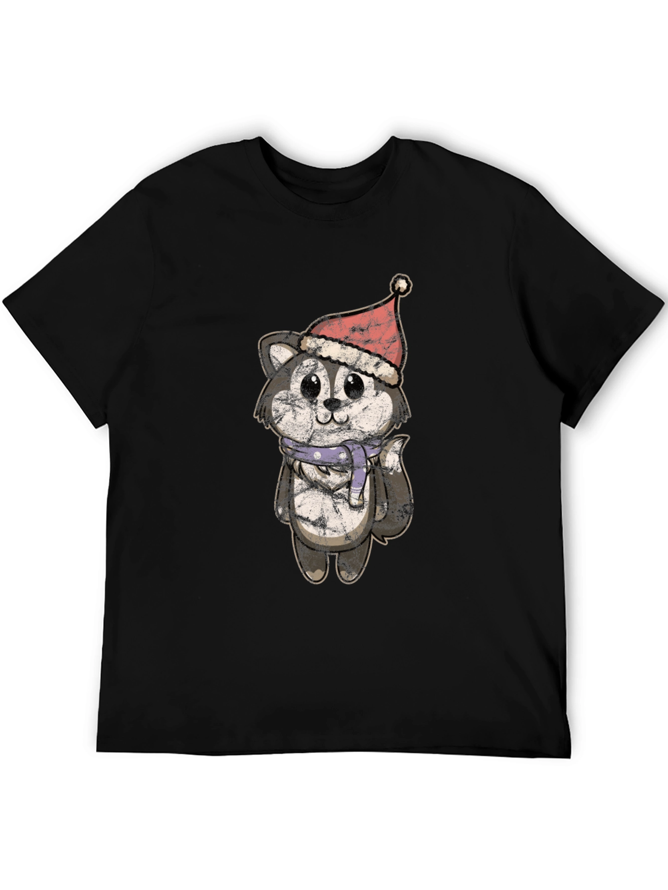 Camiseta Hombre Diseño Husky Navideño