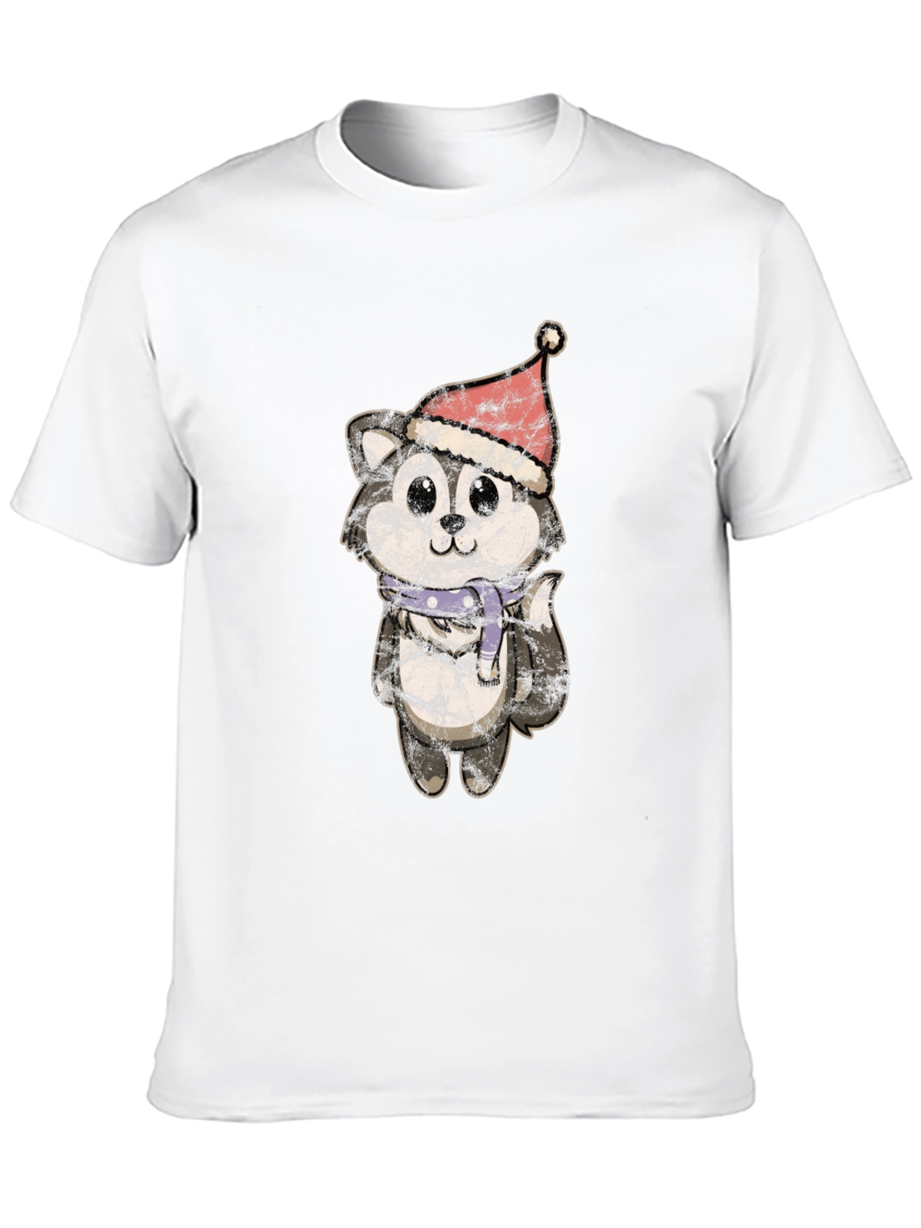 Camiseta Hombre Diseño Husky Navideño