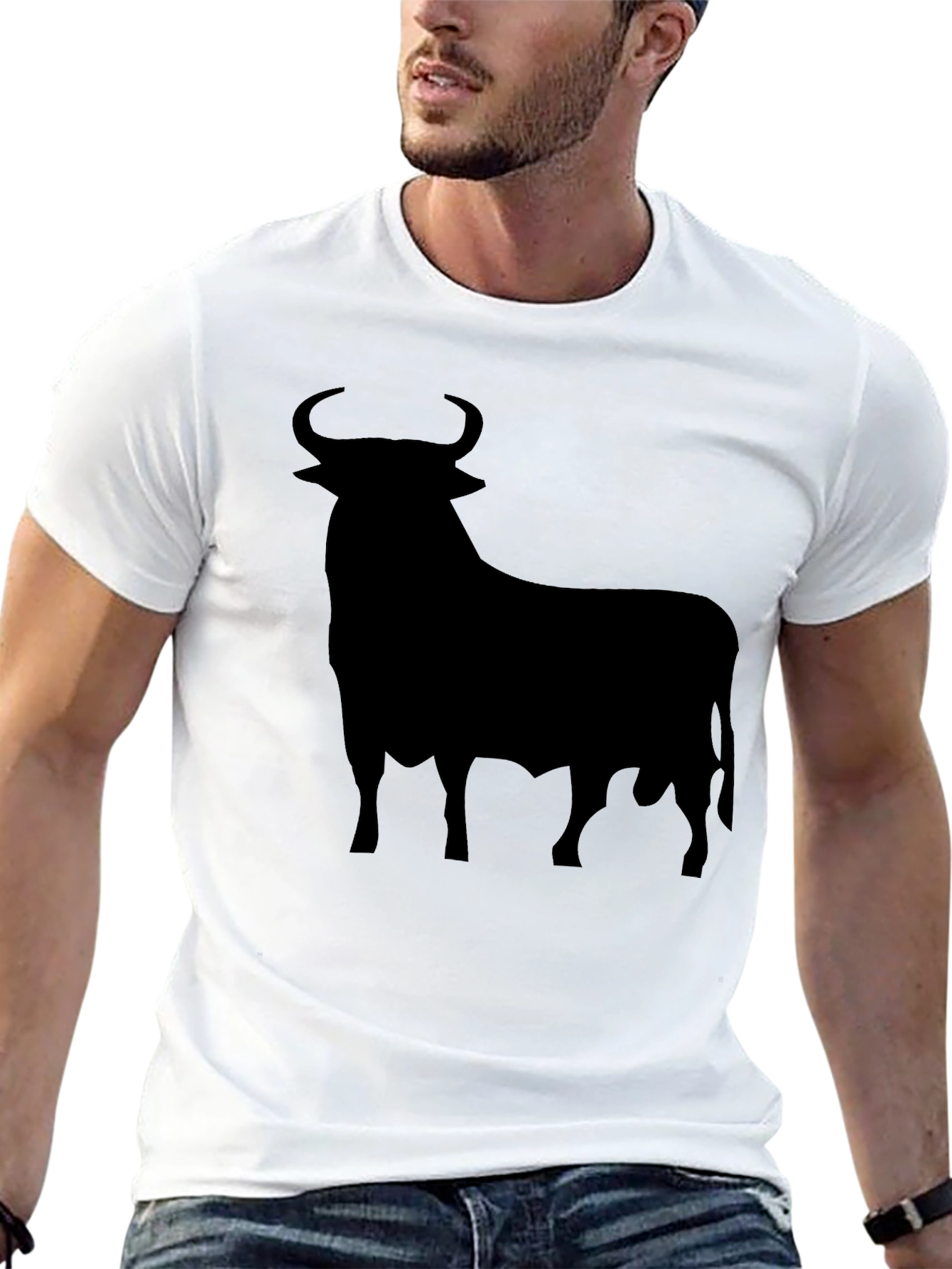 Camiseta Negra con Silueta de Toro