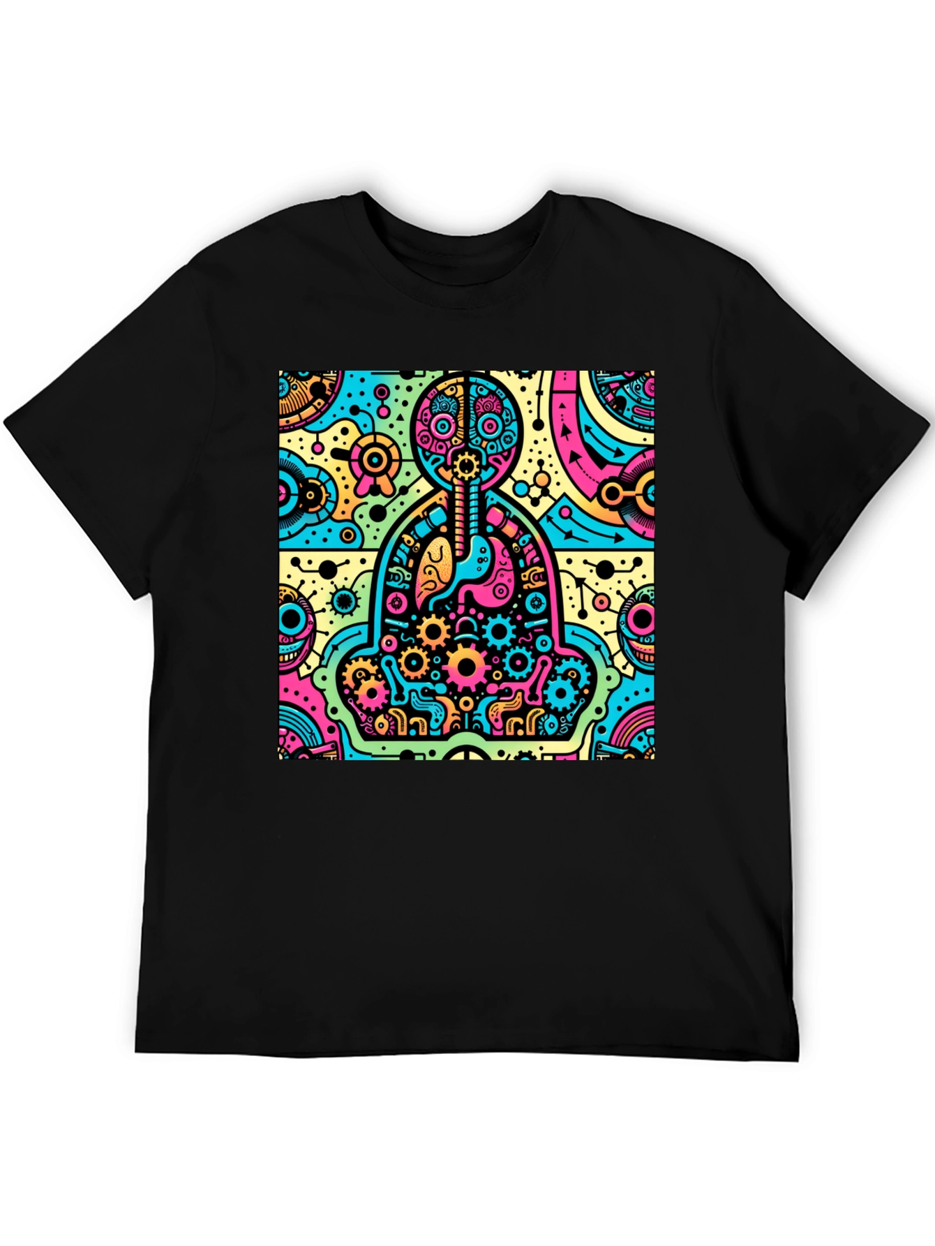 Camiseta Hombre Diseño Anatómico Psicodélico