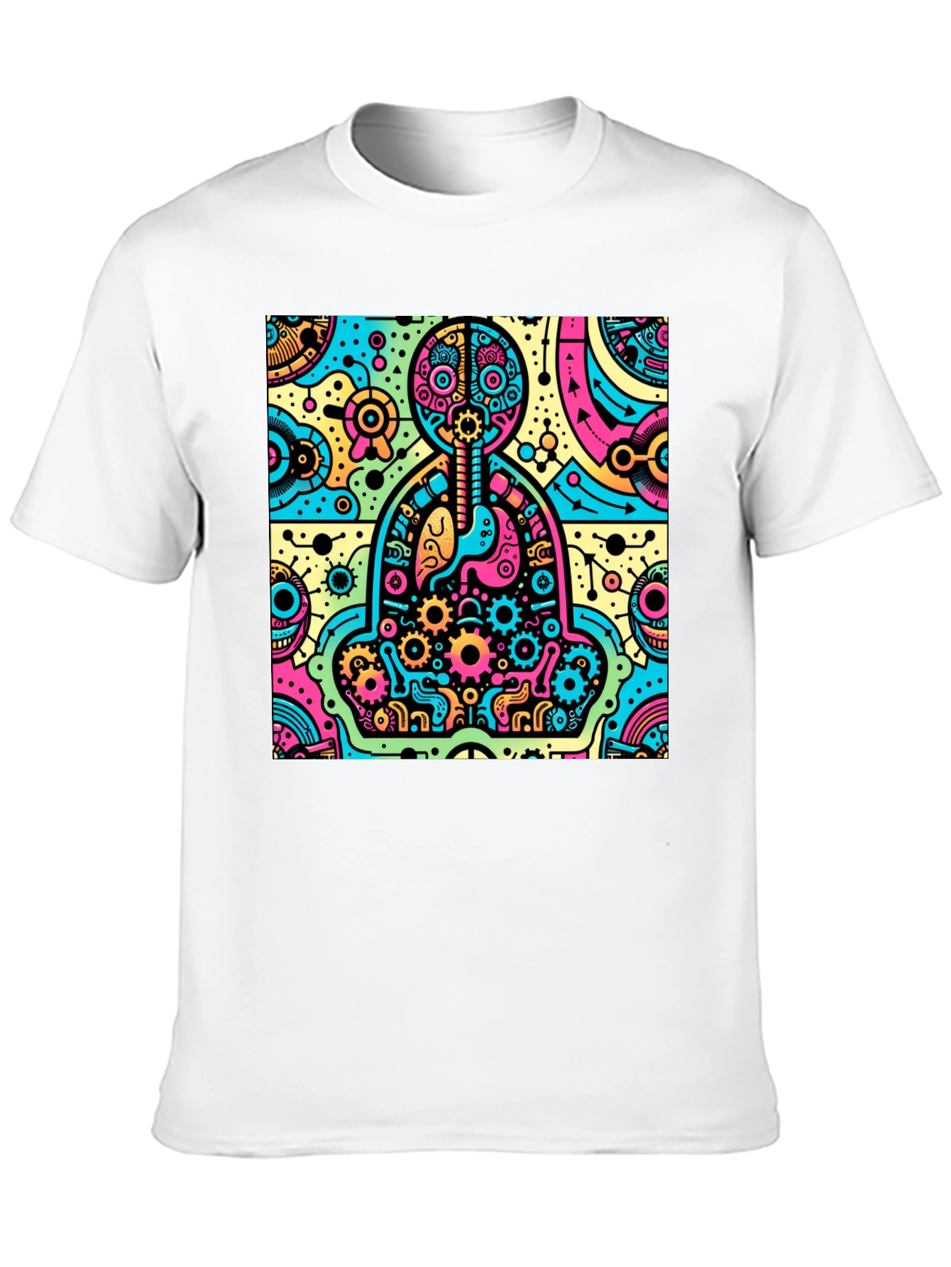 Camiseta Hombre Diseño Anatómico Psicodélico