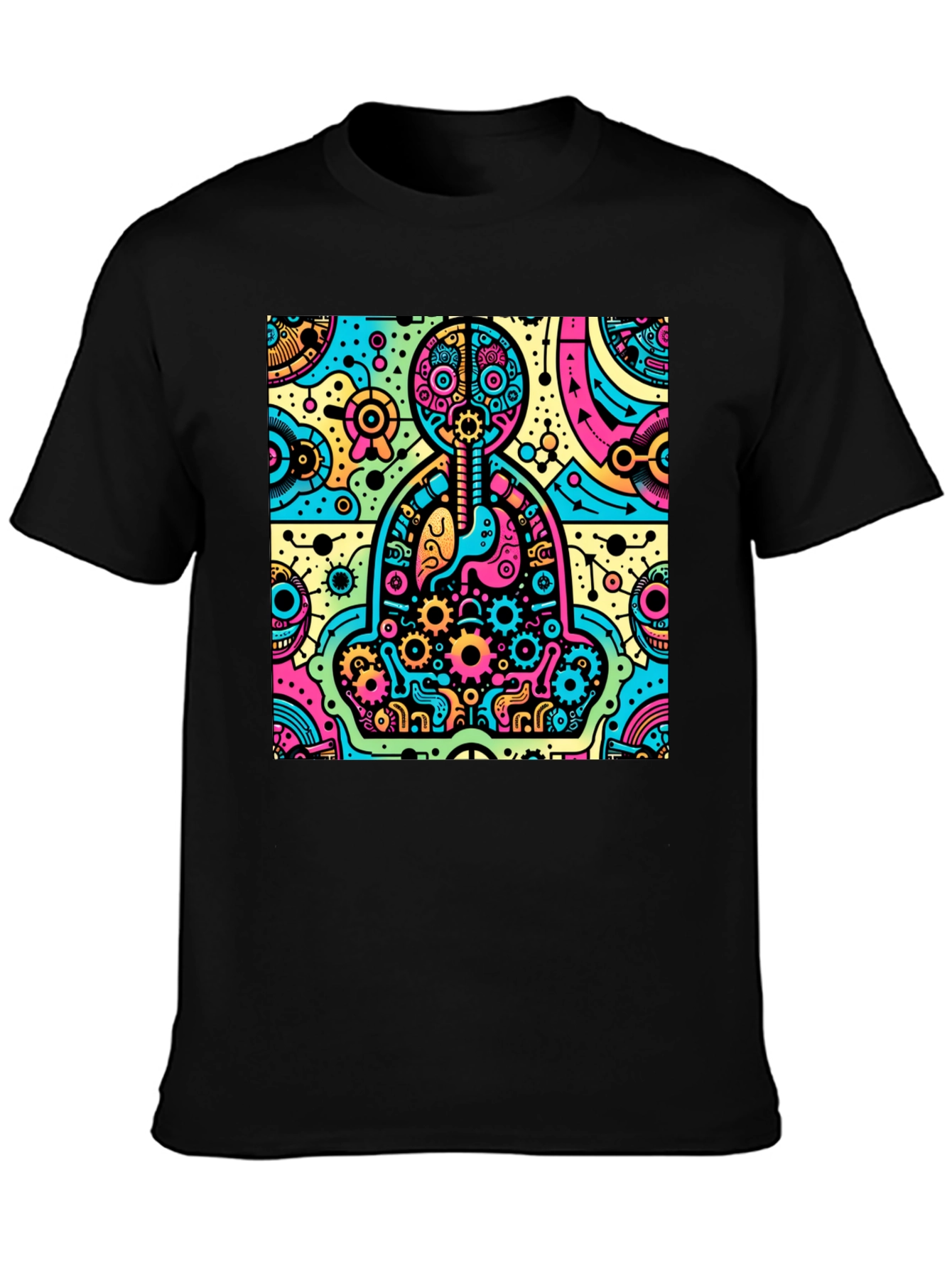 Camiseta Hombre Diseño Anatómico Psicodélico
