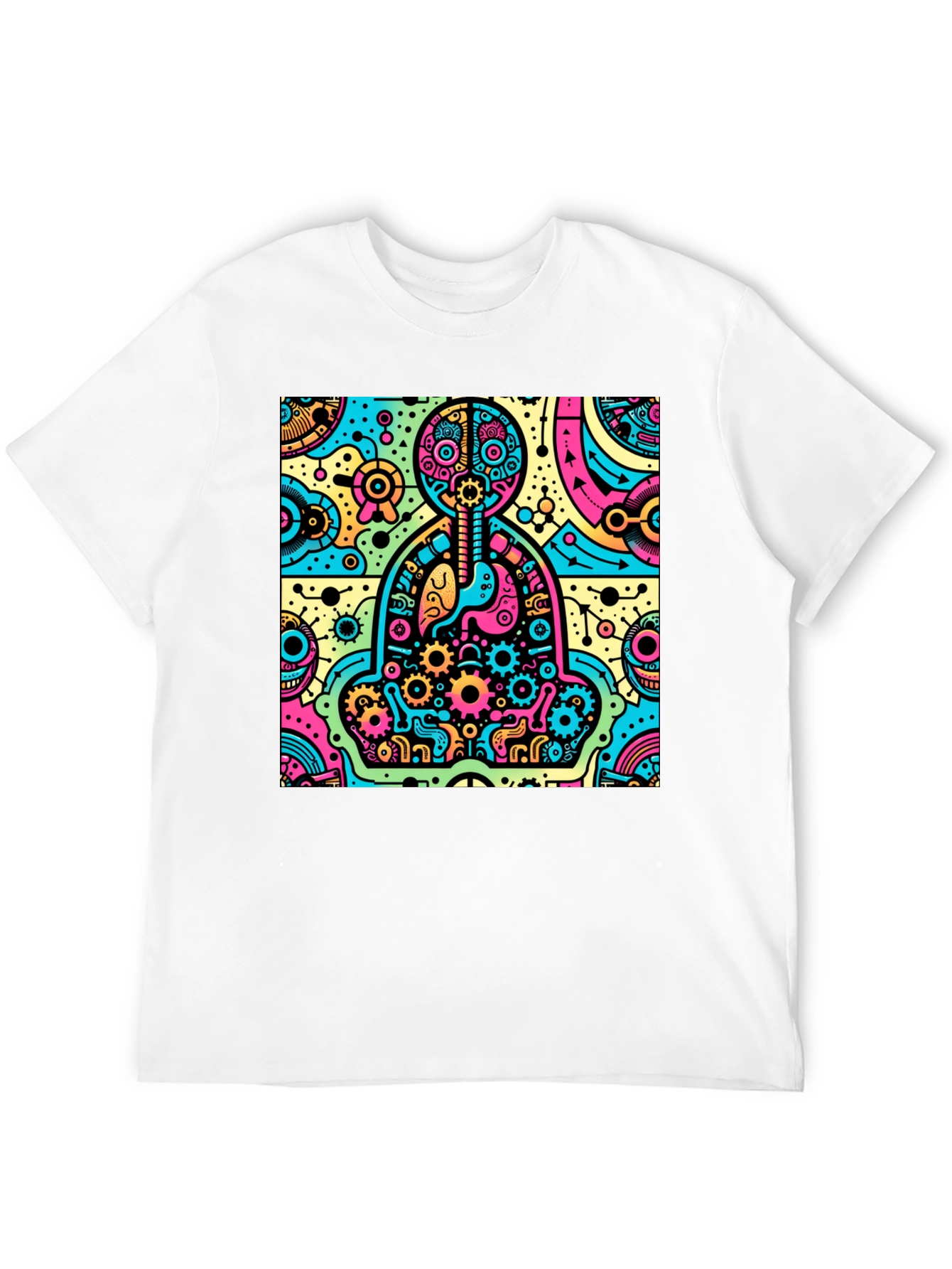 Camiseta Hombre Diseño Anatómico Psicodélico