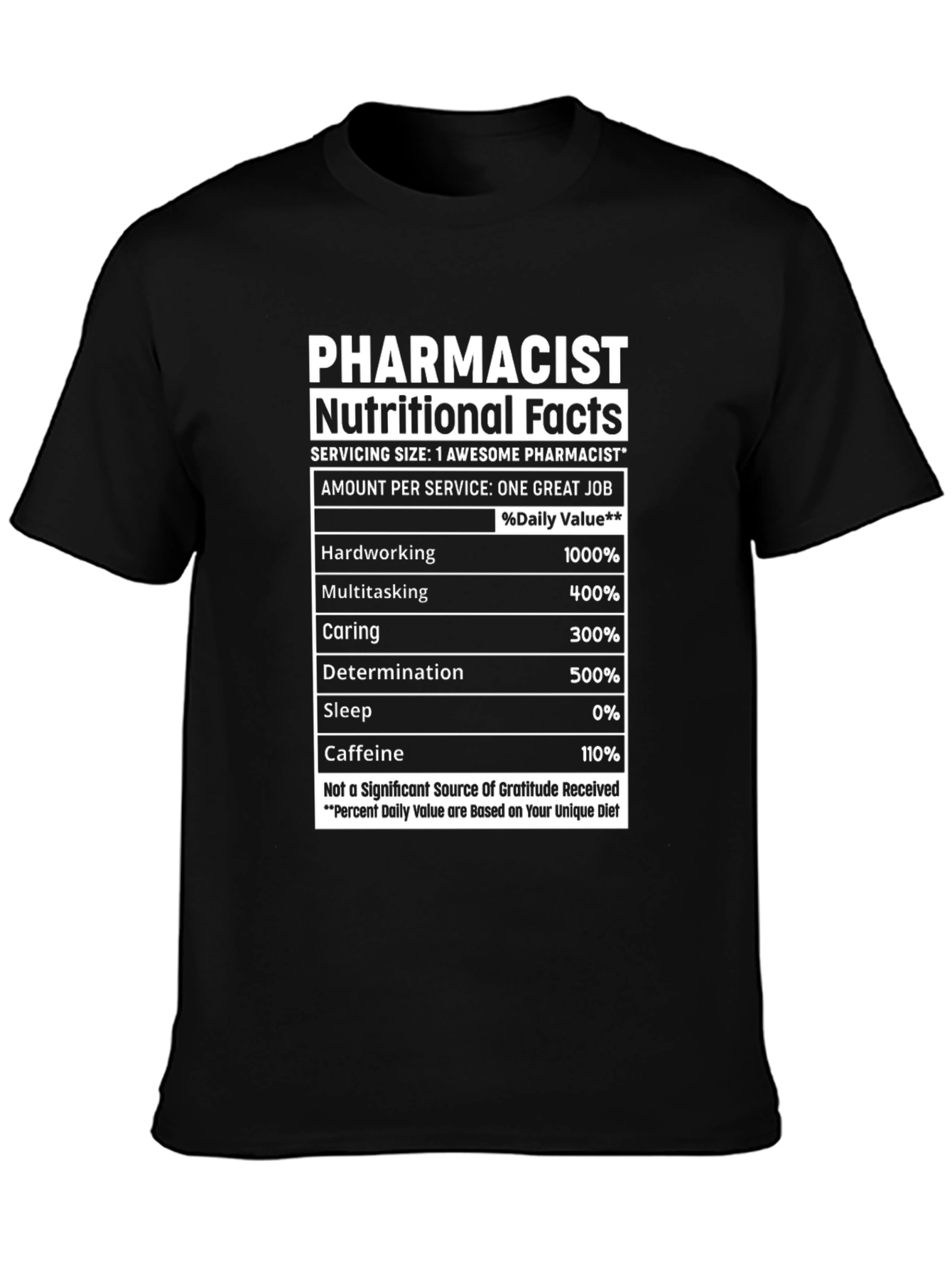 Camiseta Farmacéutico Hechos Nutricionales