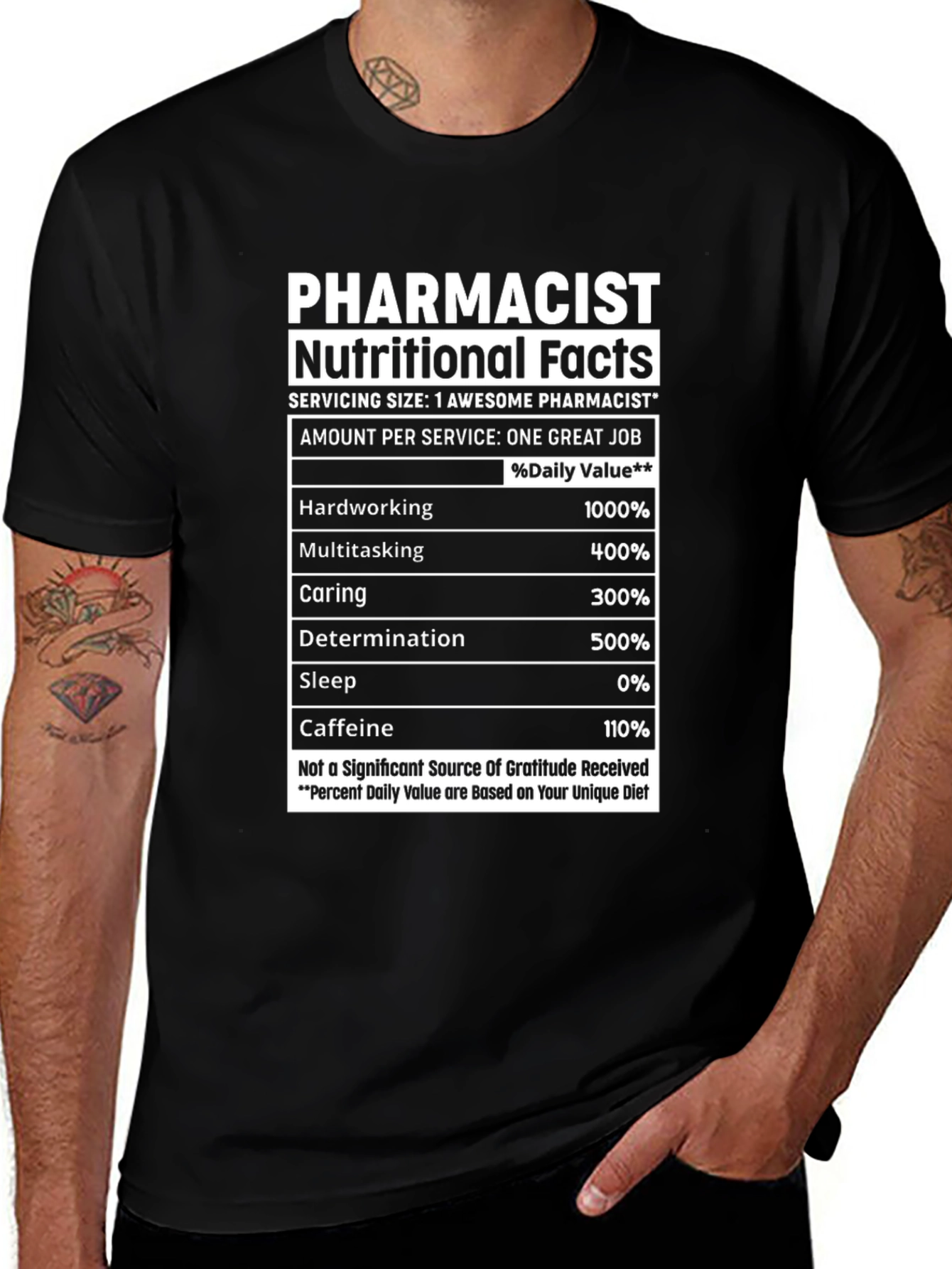 Camiseta Farmacéutico Hechos Nutricionales