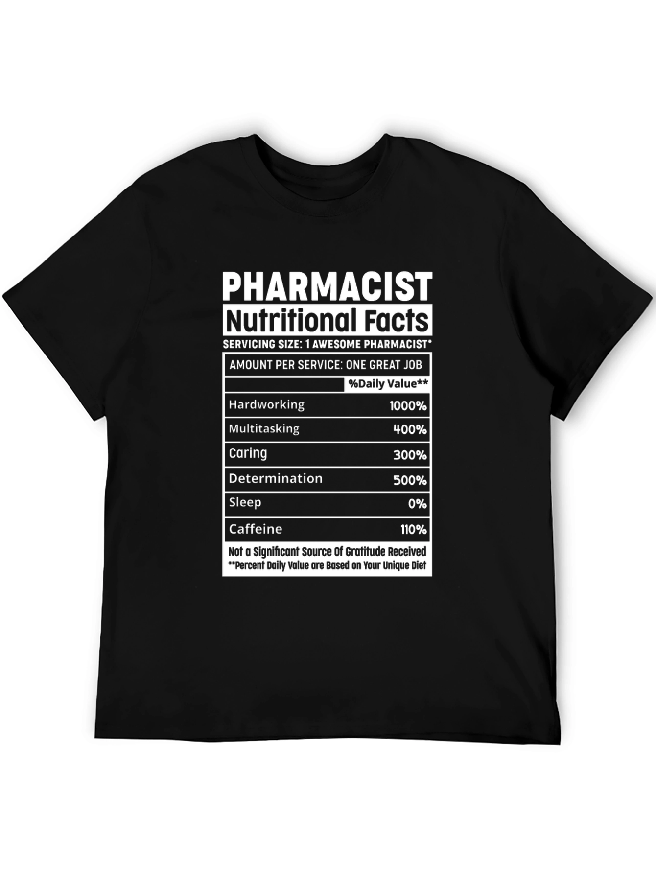Camiseta Farmacéutico Hechos Nutricionales