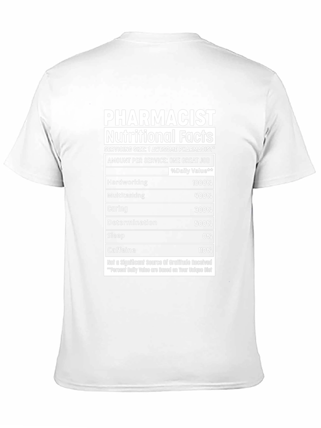 Camiseta Farmacéutico Hechos Nutricionales
