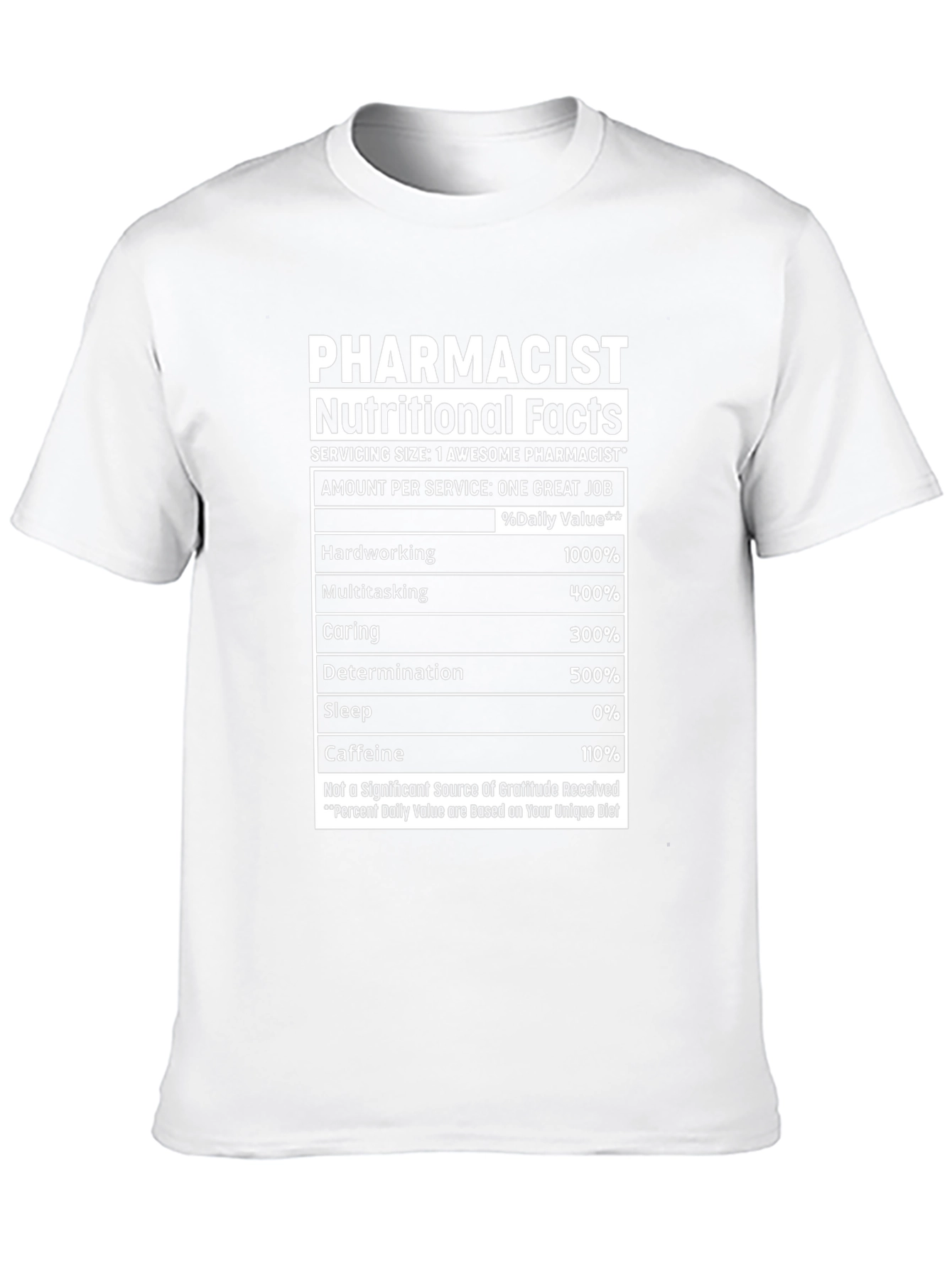 Camiseta Farmacéutico Hechos Nutricionales
