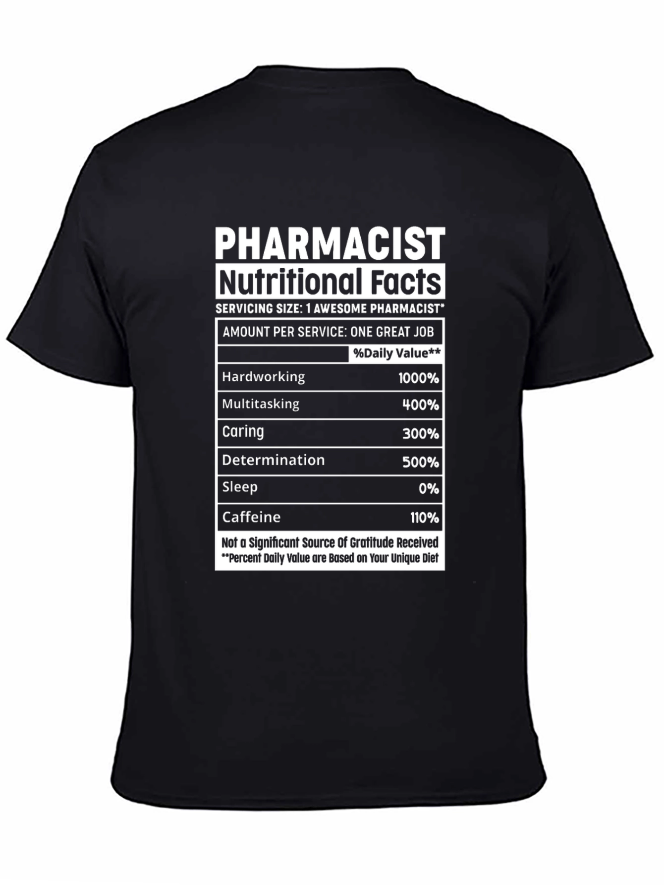 Camiseta Farmacéutico Hechos Nutricionales