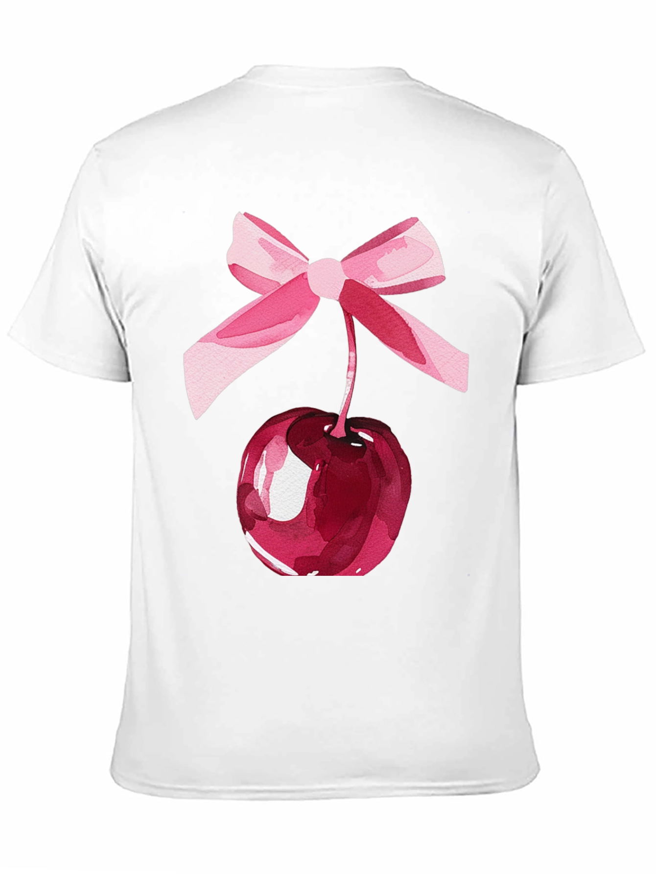Camiseta Negra con Cereza y Lazo Rosa