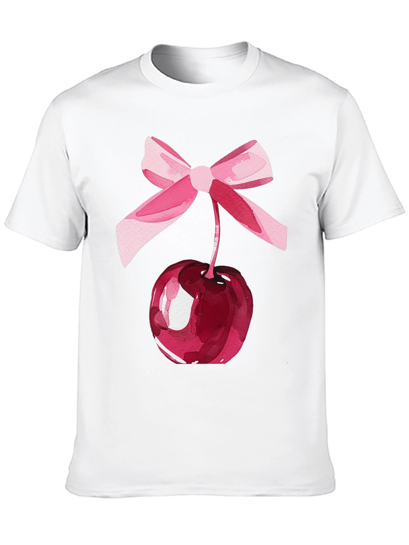 Camiseta Negra con Cereza y Lazo Rosa