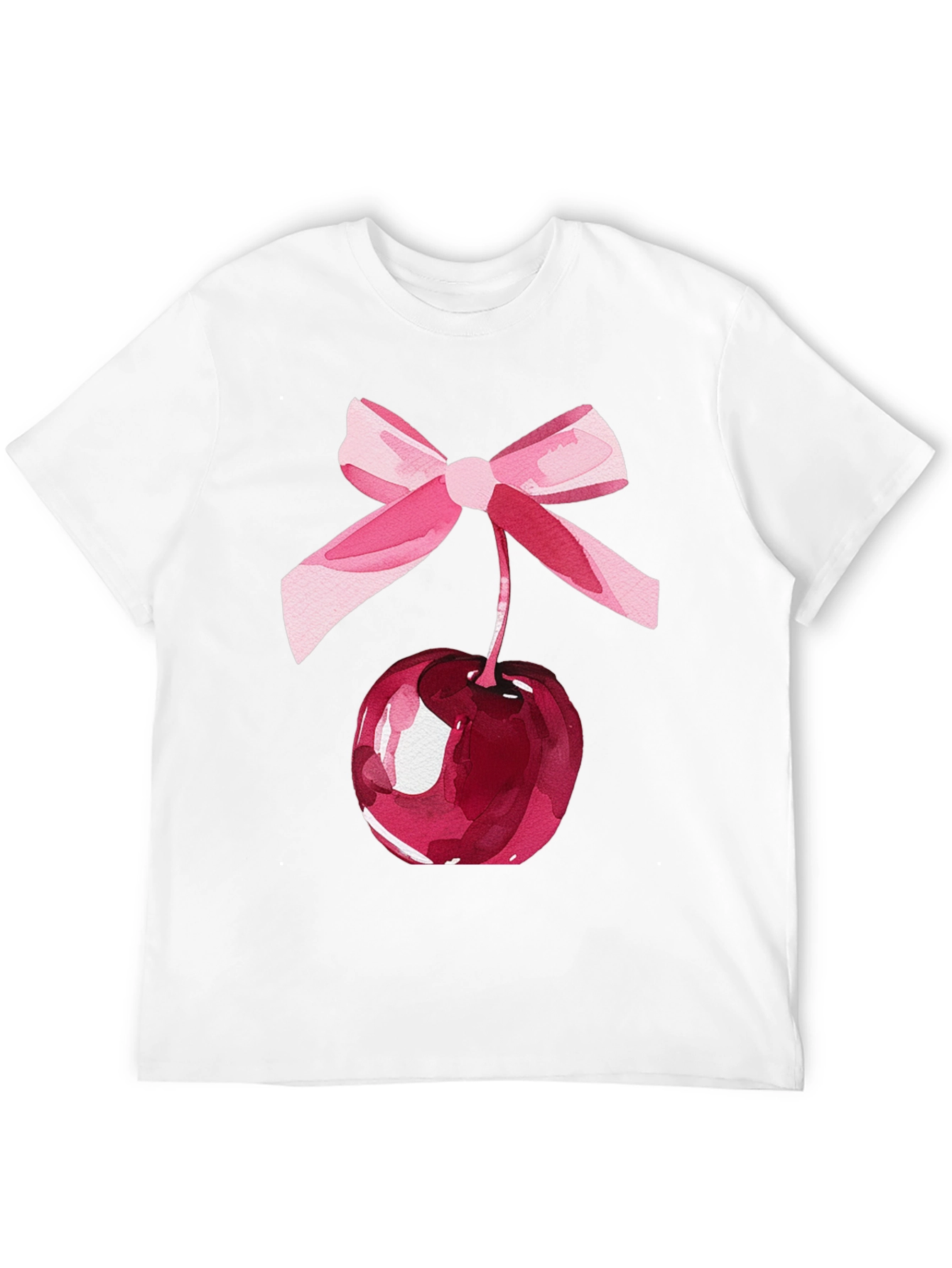 Camiseta Negra con Cereza y Lazo Rosa