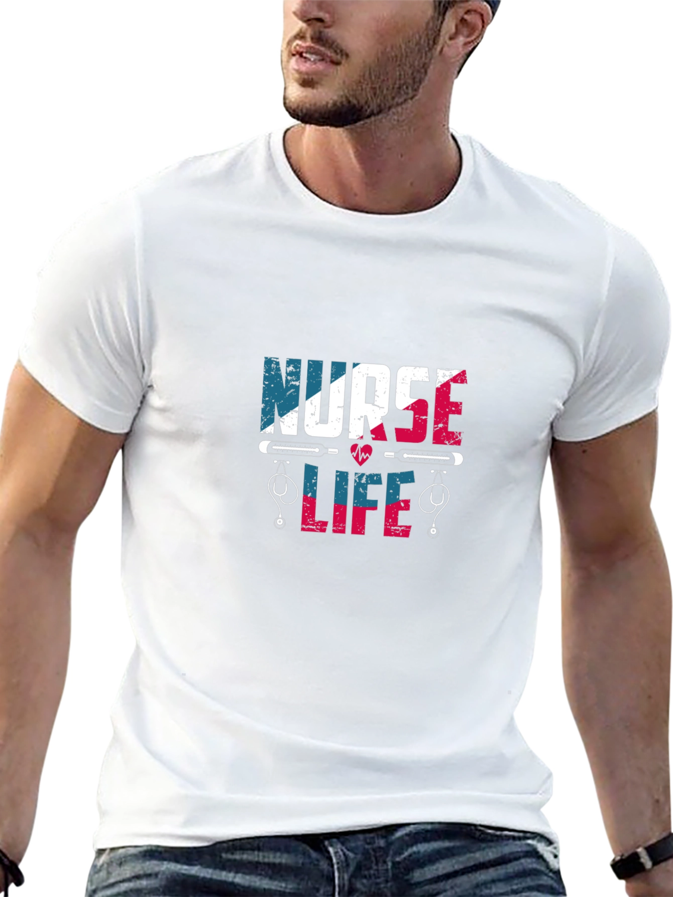 Camiseta Negra Nurse Life Diseño Patriótico