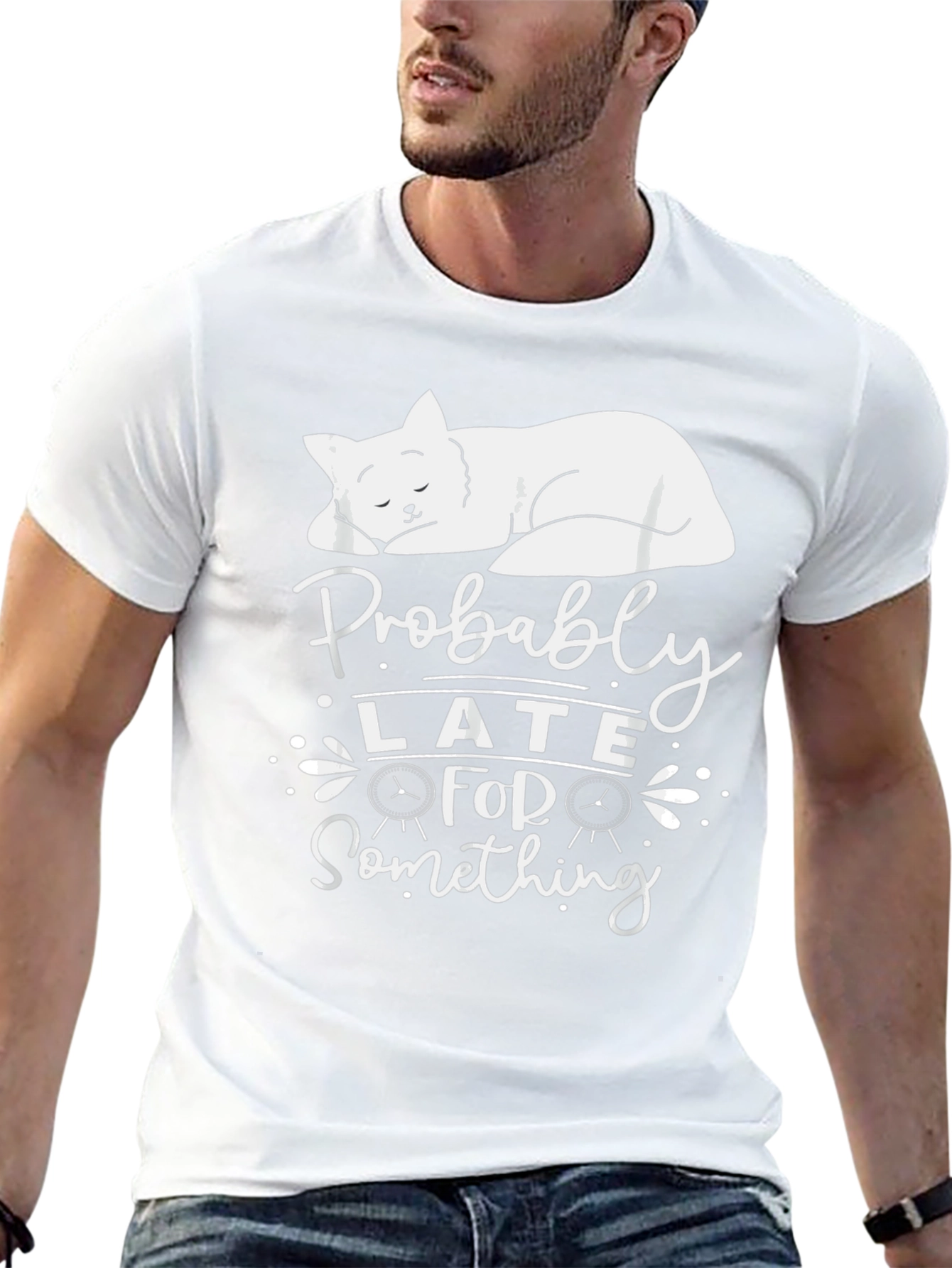 Camiseta Negra: Gato Durmiendo - Probablemente Tarde