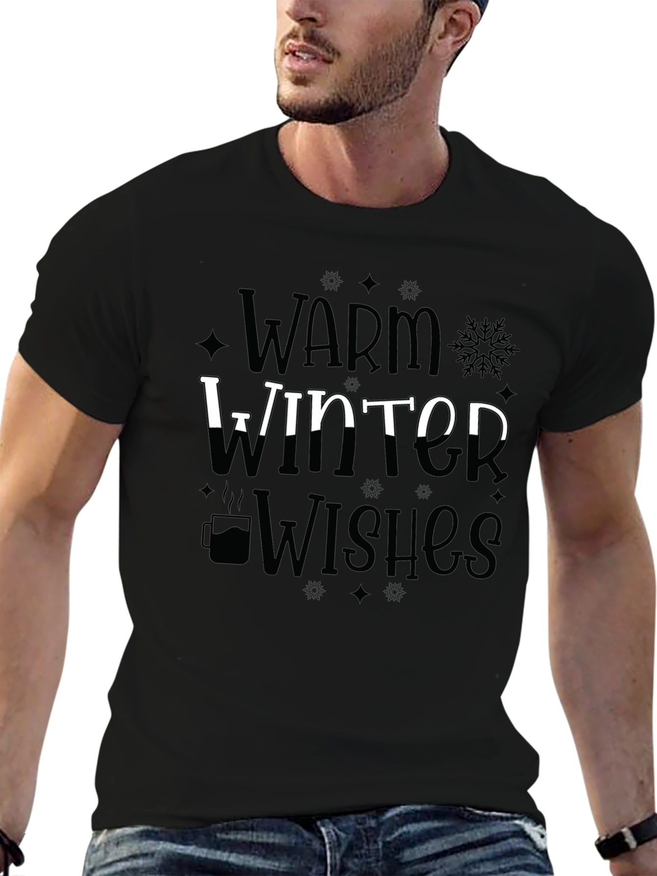 Camiseta Negra Cálidos Deseos de Invierno
