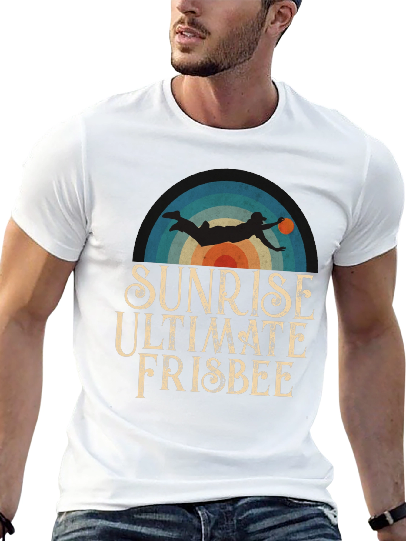 Camiseta Sunrise Ultimate Frisbee para Hombre - Estilo Retro