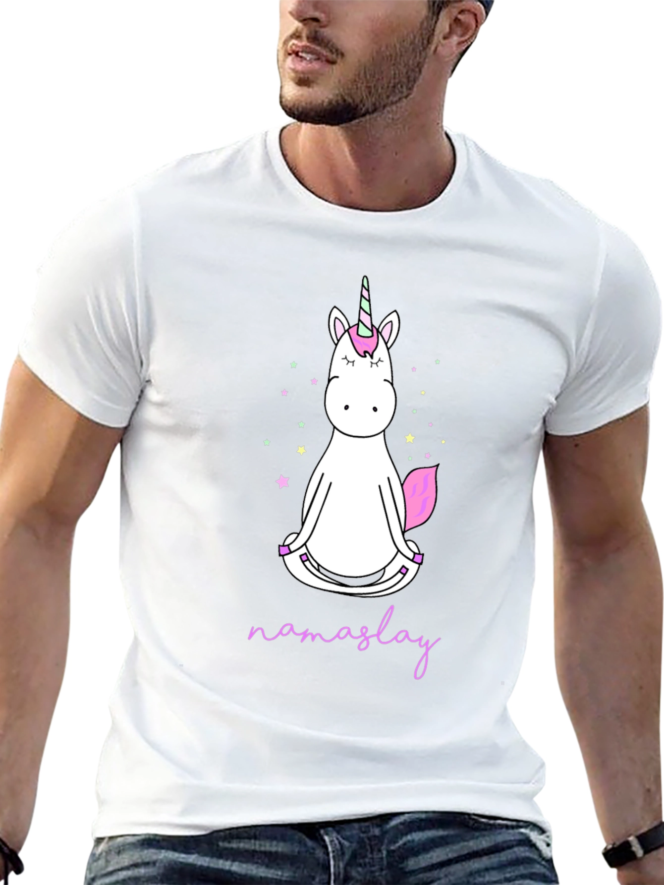 Camiseta Negra Unicornio Namaslay Yoga Hombre