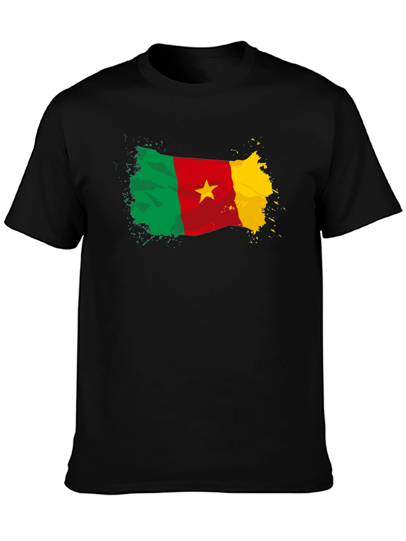Camiseta Negra Bandera Camerún con Estrella