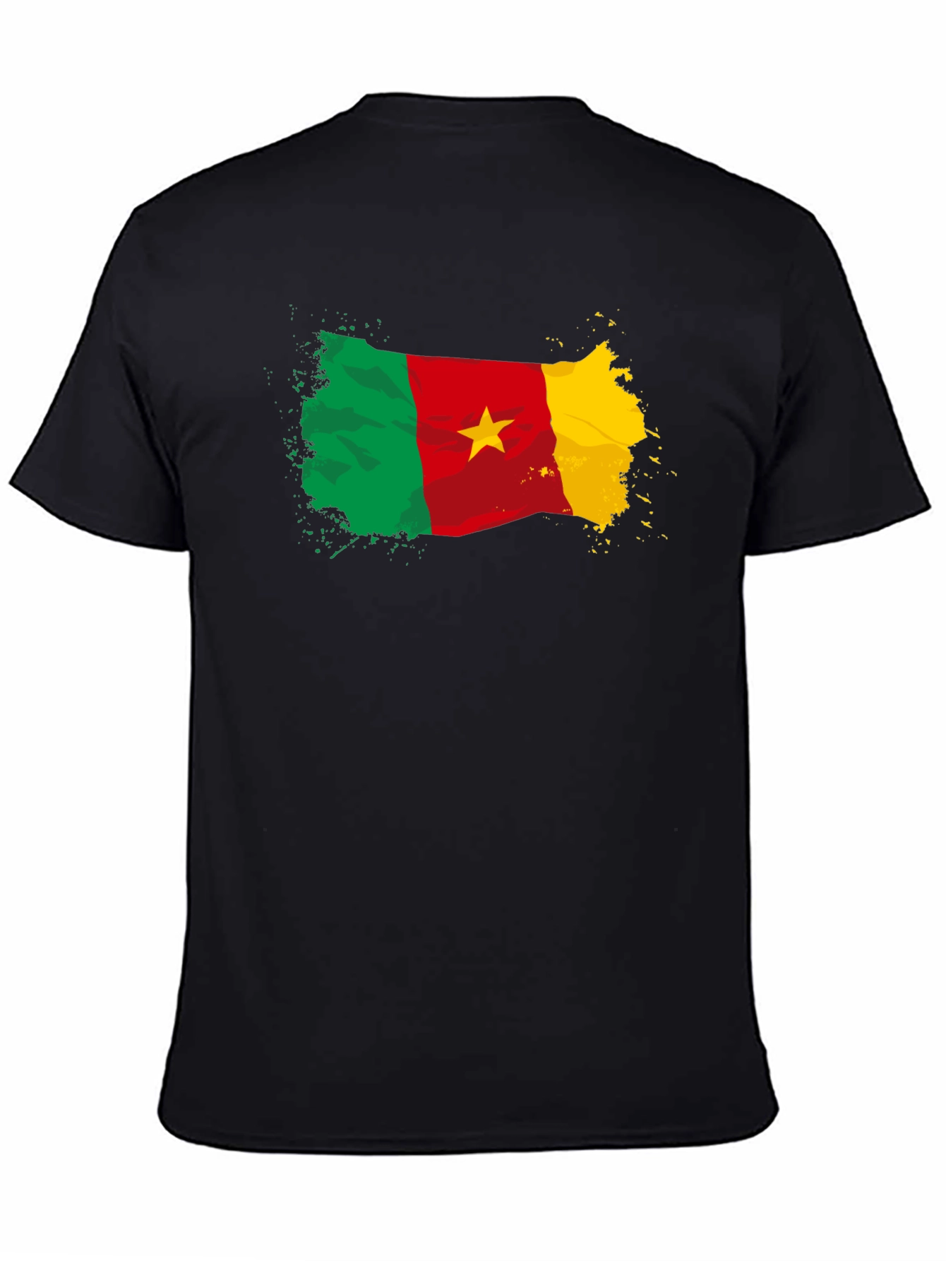 Camiseta Negra Bandera Camerún con Estrella
