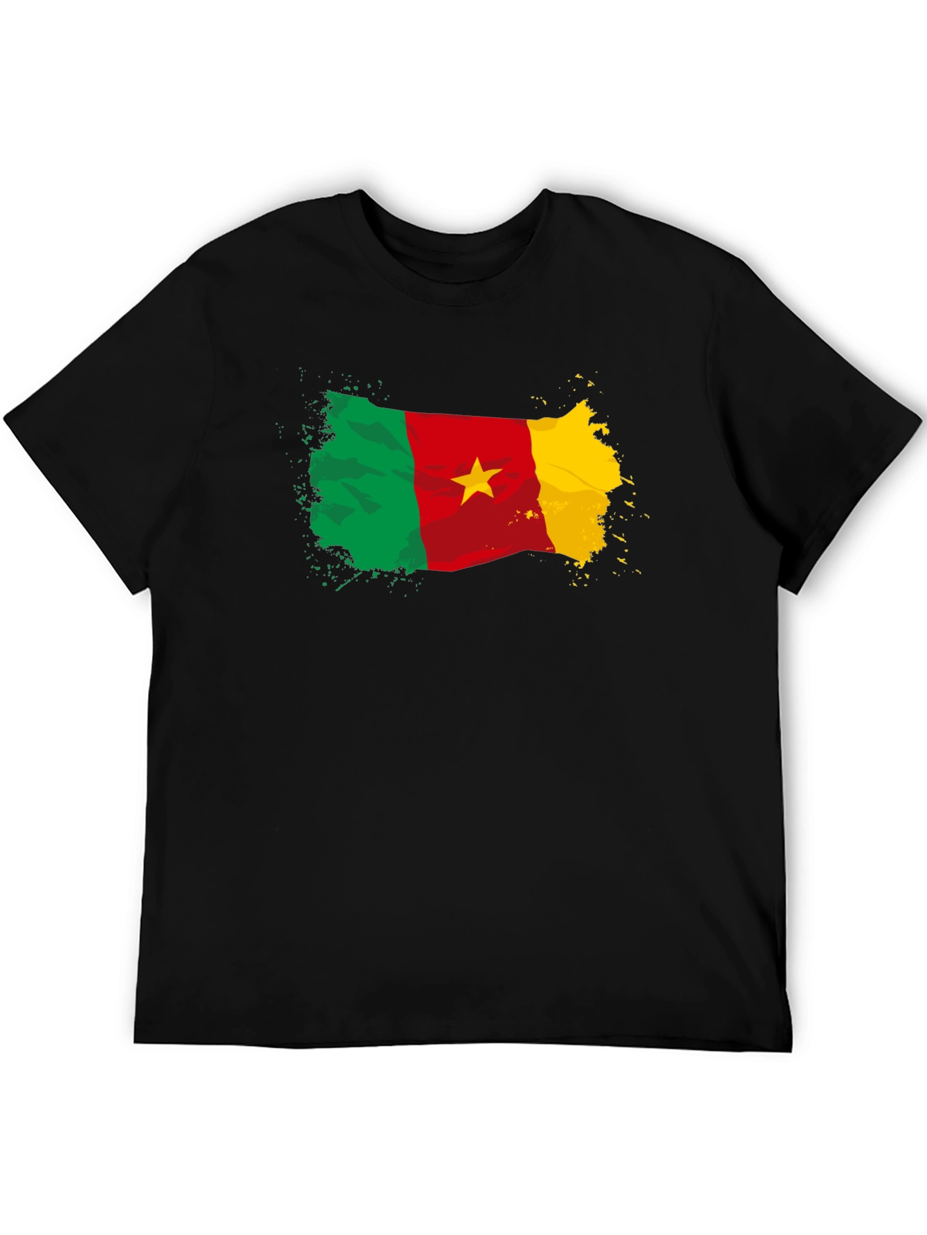 Camiseta Negra Bandera Camerún con Estrella
