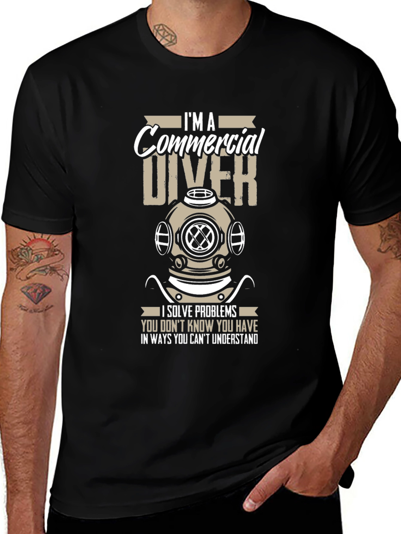 Camiseta Negra Buzo Comercial - Resuelvo Problemas