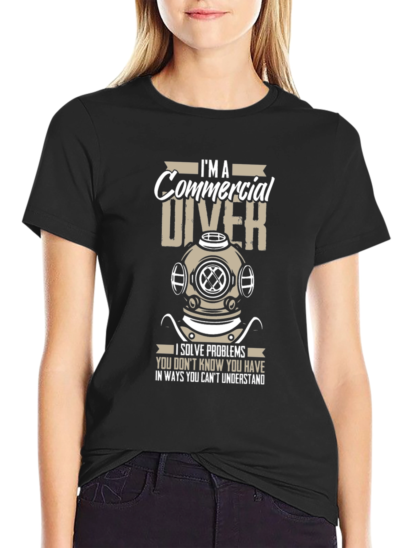 Camiseta Negra Buzo Comercial - Resuelvo Problemas