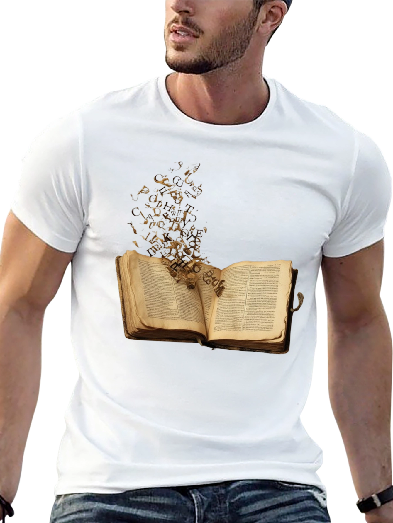 Camiseta Negra con Diseño de Libro Abierto